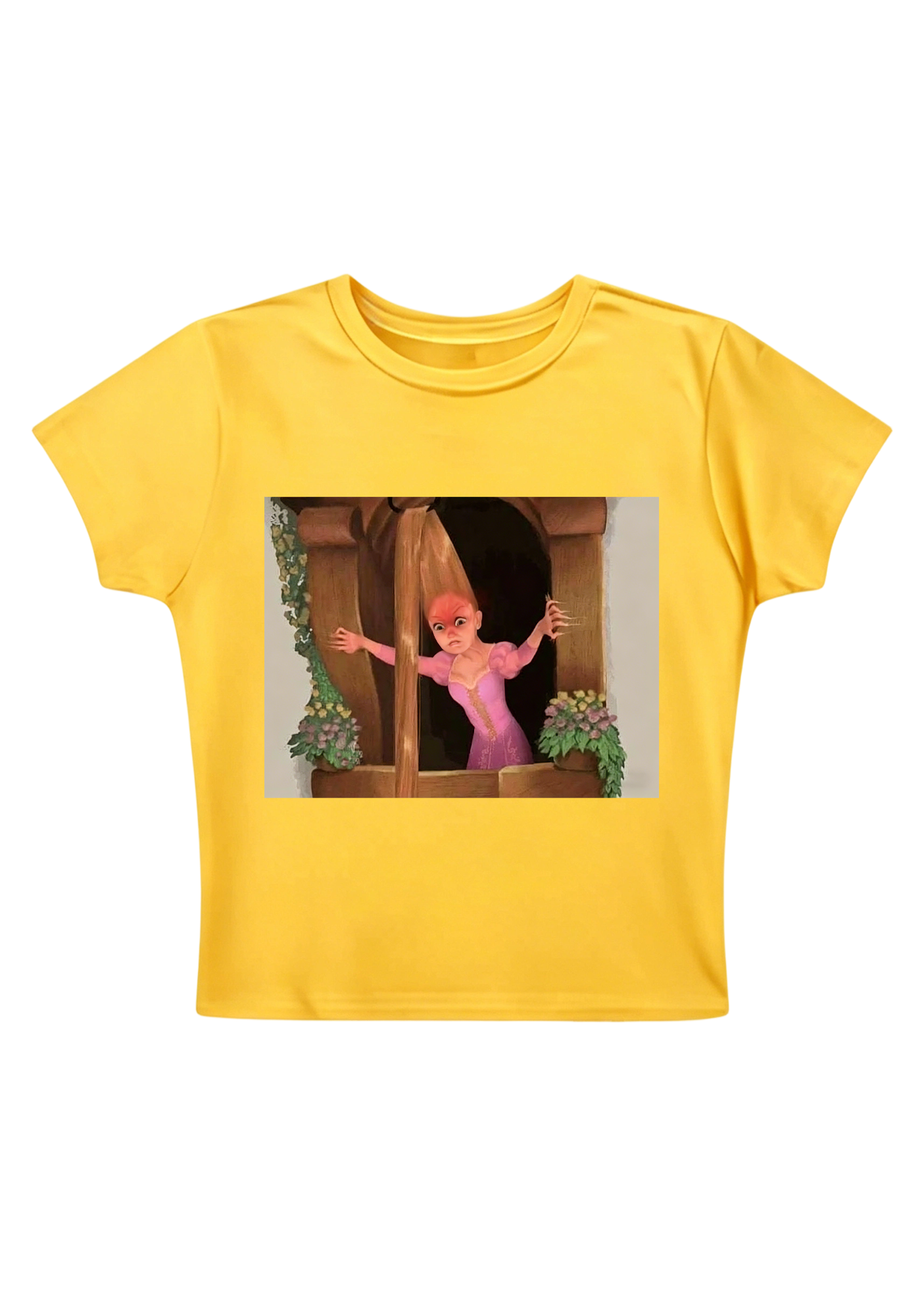 Funny Tangled Rapunzel Hair Tug Face Meme Y2K Baby Tee