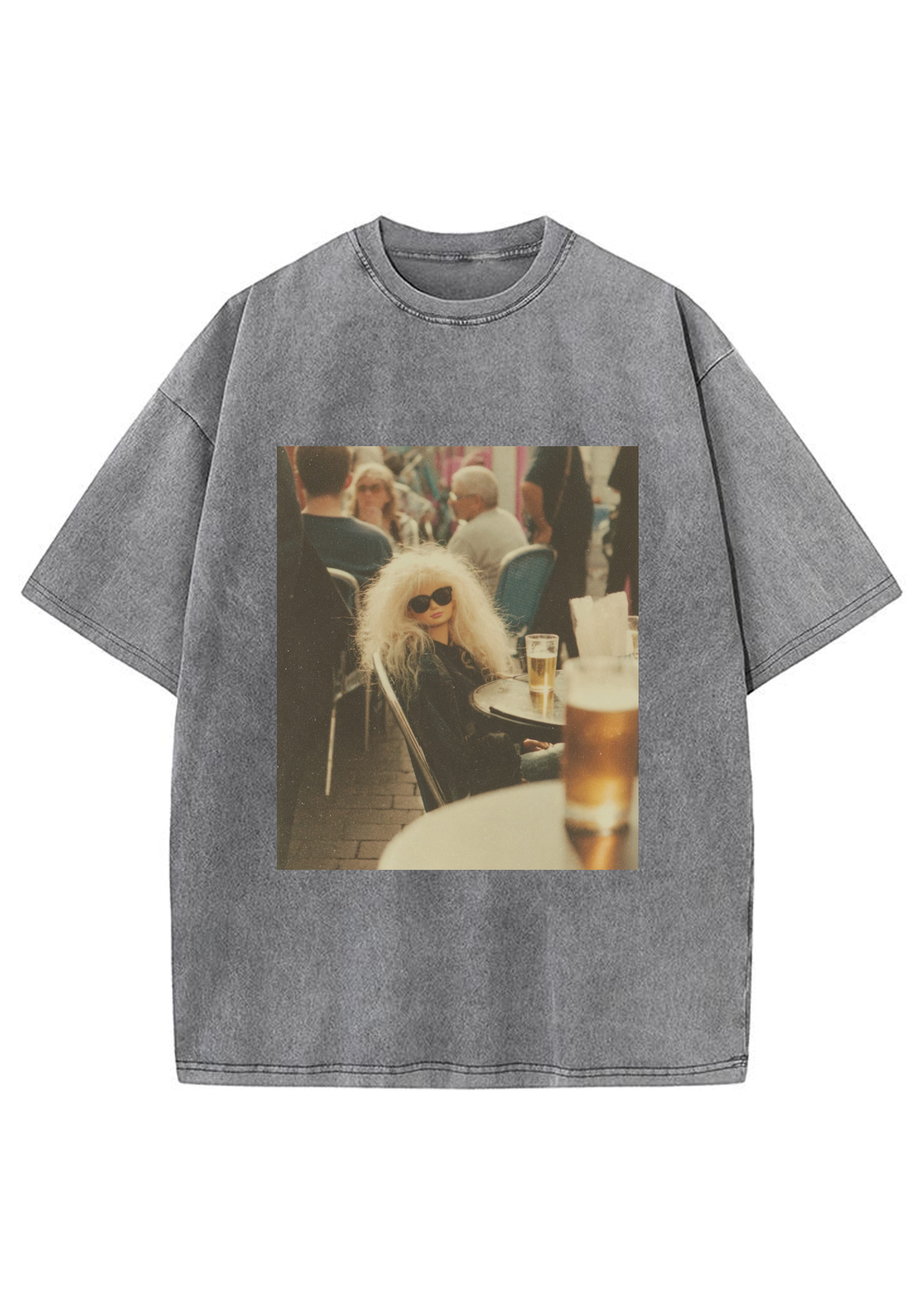 Vintage Cafe Beer Barbie Grunge Y2K Washed Tee