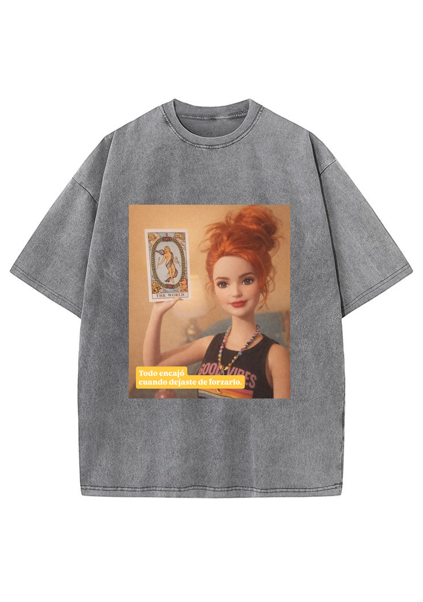 Tarot The World Barbie Y2K Washed Tee