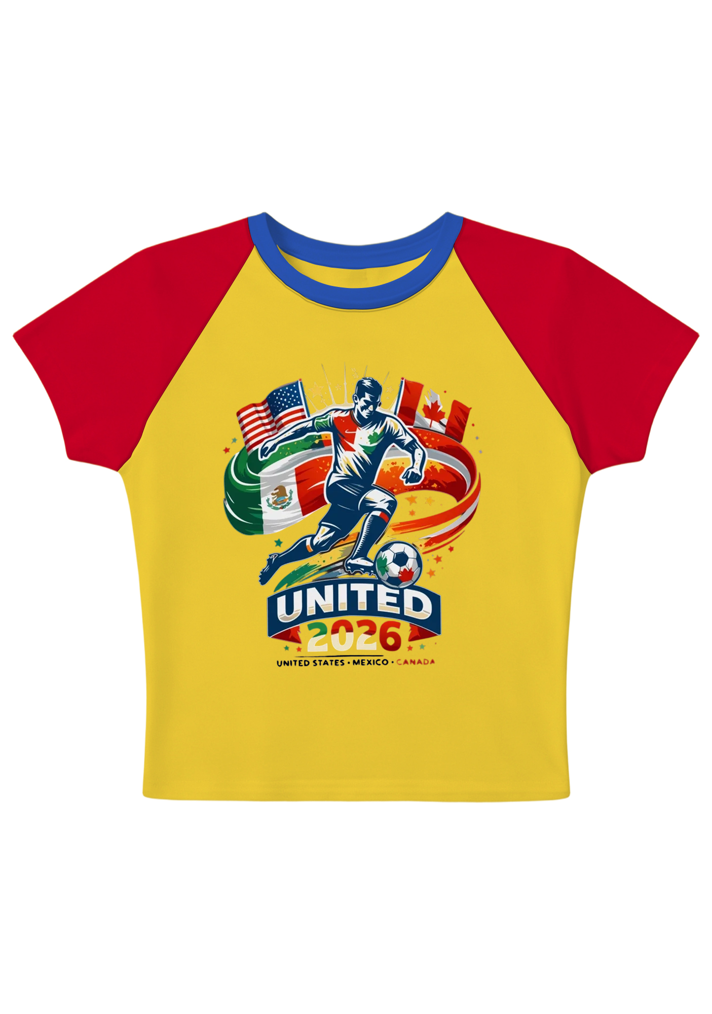 2026 USA Mexico Canada Soccer World Cup Splicing Y2K Baby Tee