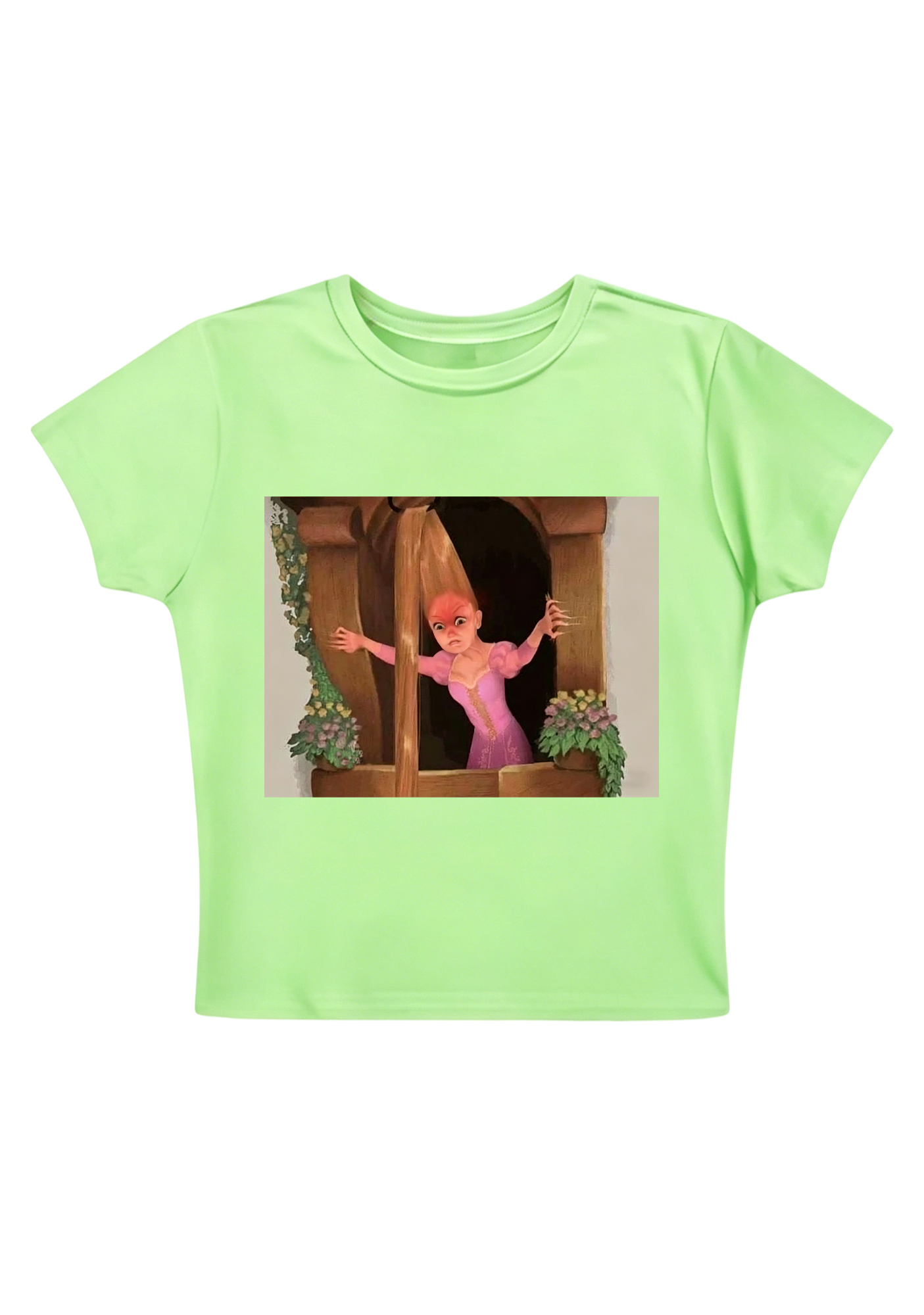 Funny Tangled Rapunzel Hair Tug Face Meme Y2K Baby Tee