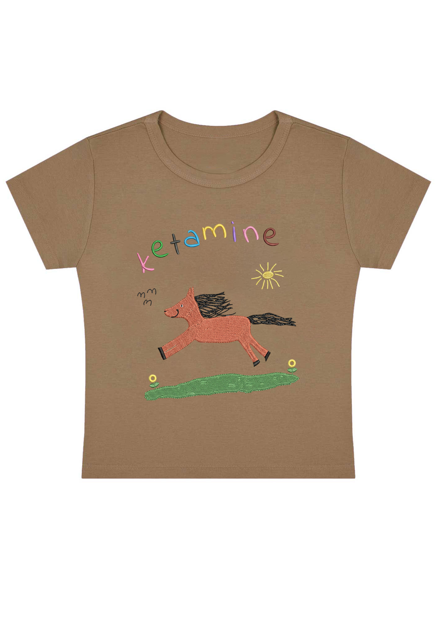 Orange Pony Y2K Baby Tee