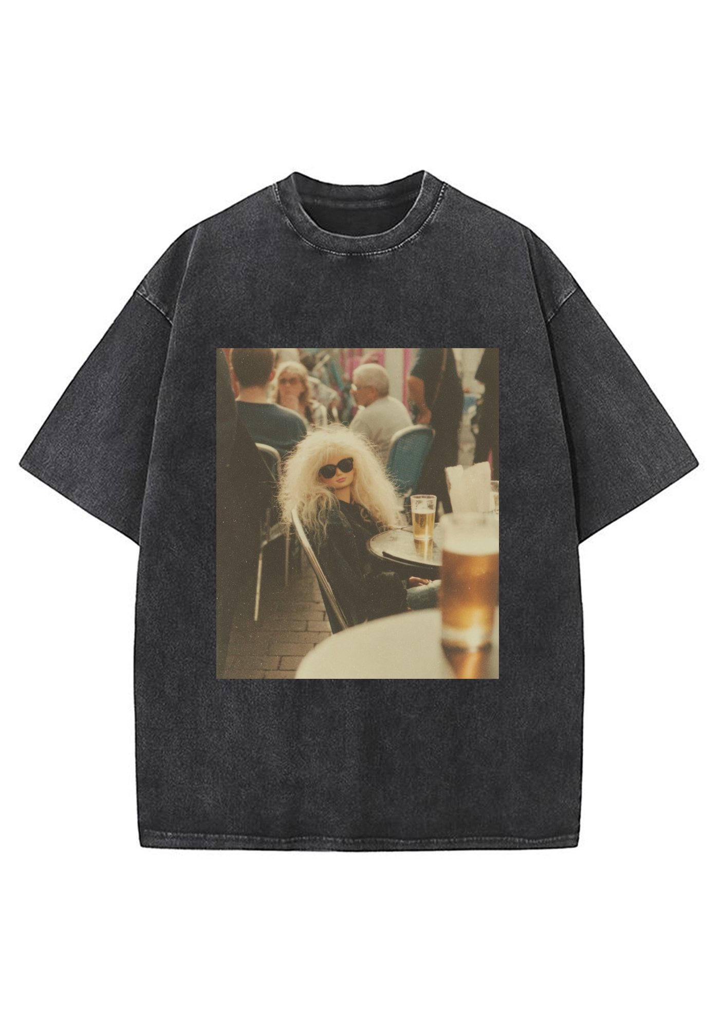 Vintage Cafe Beer Barbie Grunge Y2K Washed Tee