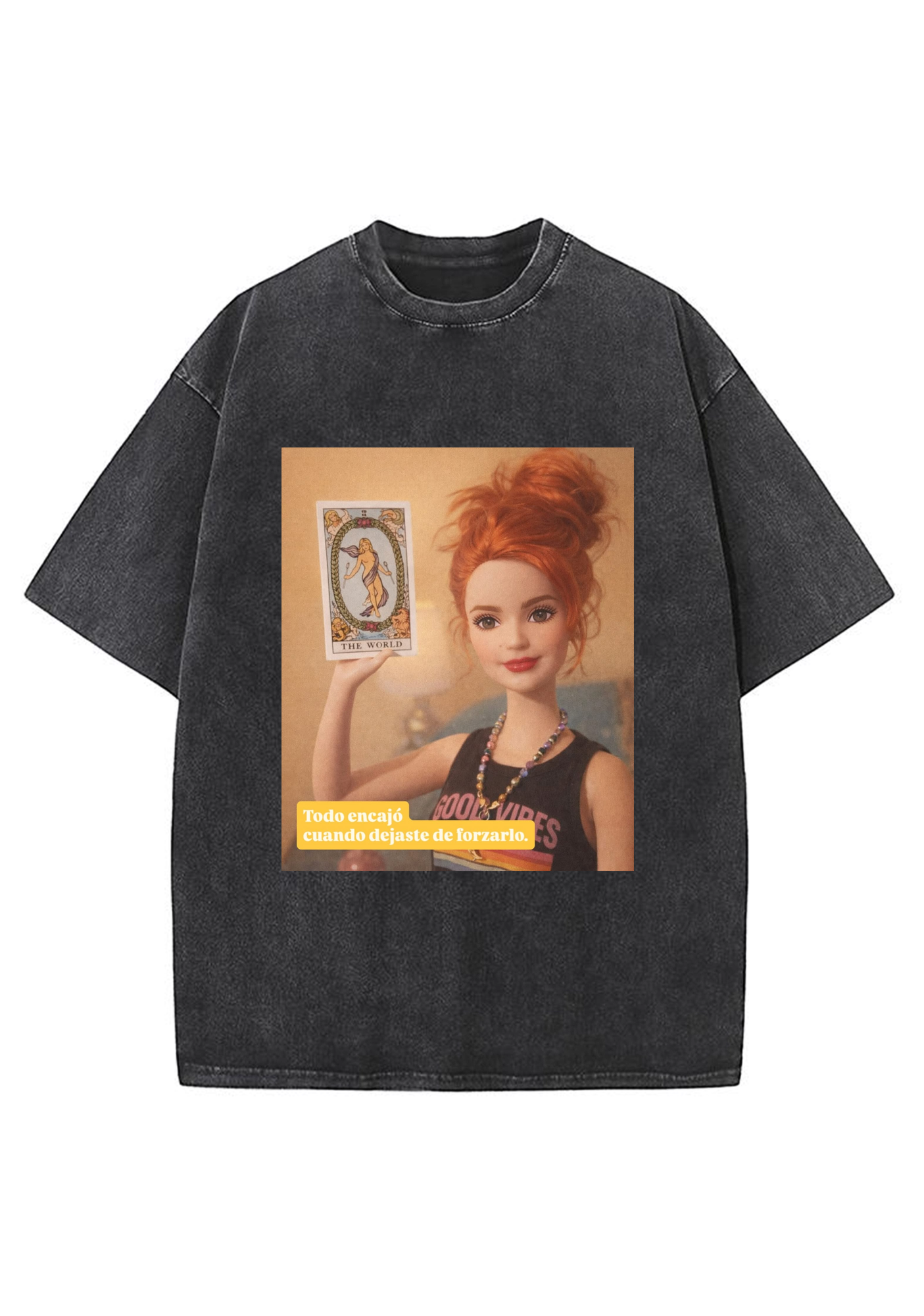 Tarot The World Barbie Y2K Washed Tee