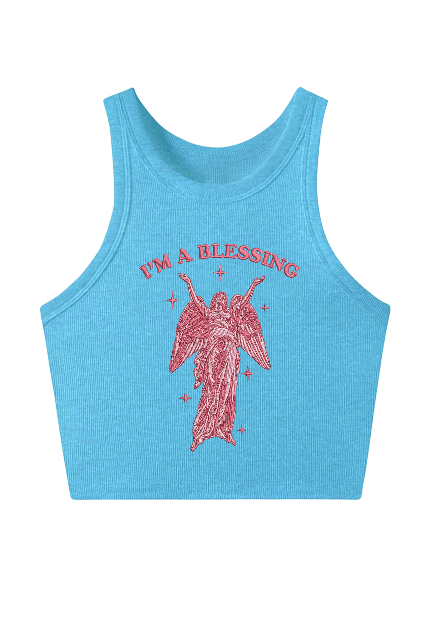 I'm A Blessing Embroidery Y2K Crop Tank Top