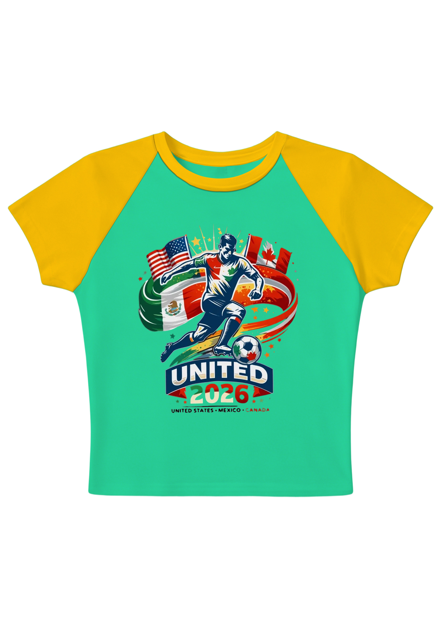 2026 USA Mexico Canada Soccer World Cup Splicing Y2K Baby Tee
