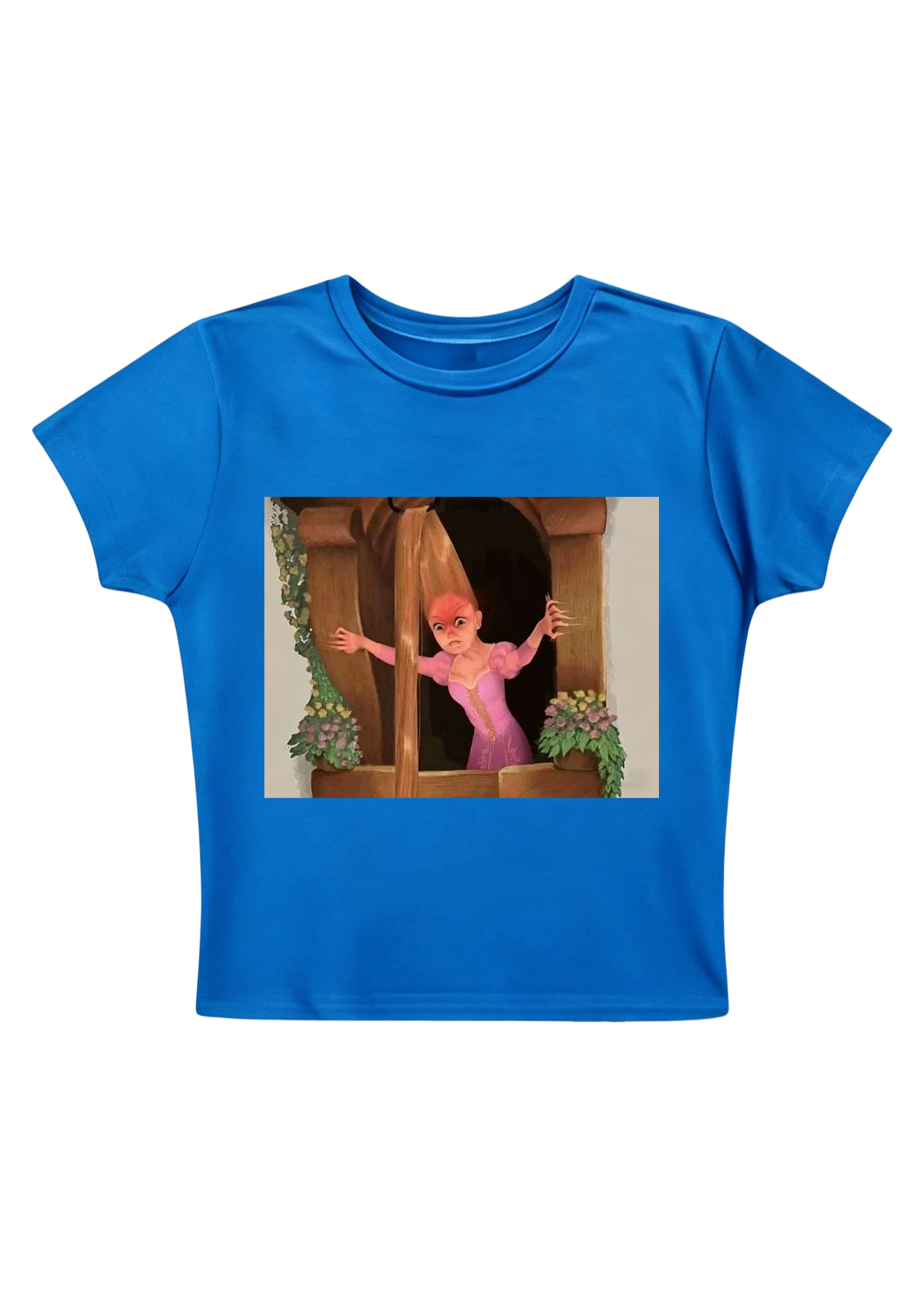 Funny Tangled Rapunzel Hair Tug Face Meme Y2K Baby Tee