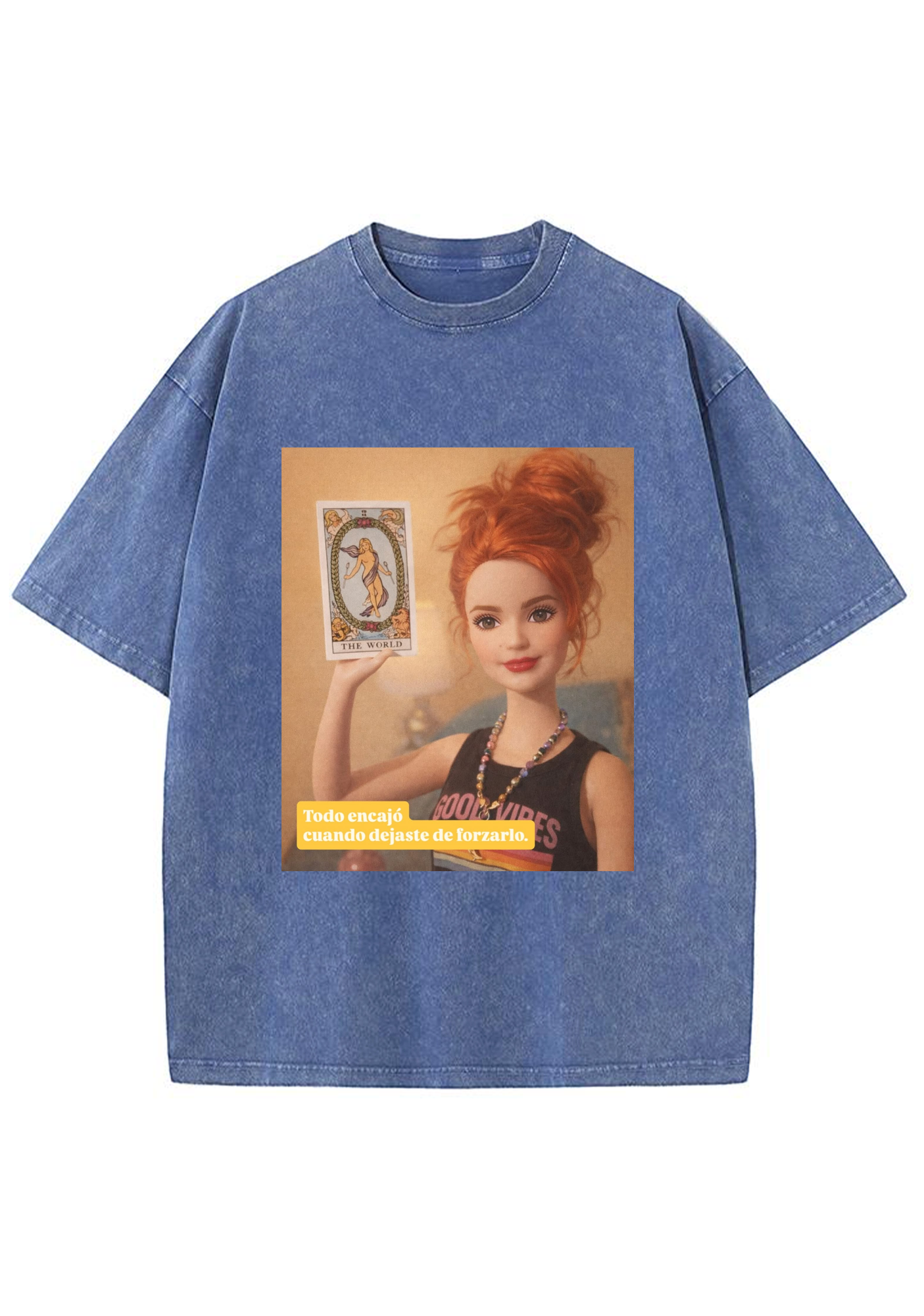 Tarot The World Barbie Y2K Washed Tee