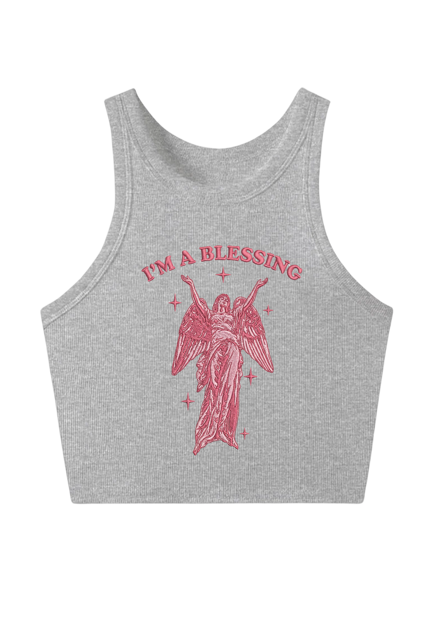 I'm A Blessing Embroidery Y2K Crop Tank Top