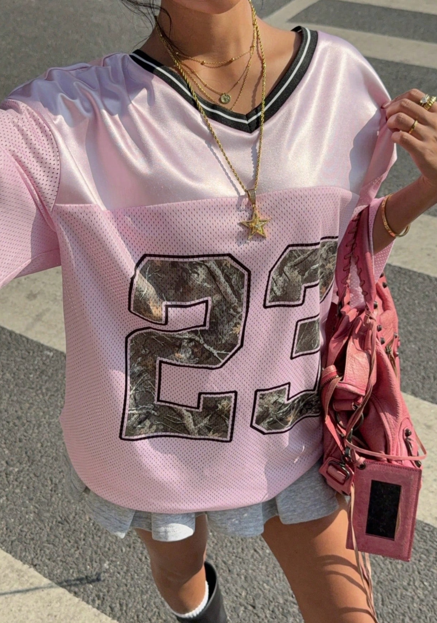 23 Leopard Star Print Oversized Mesh Jersey Shirts