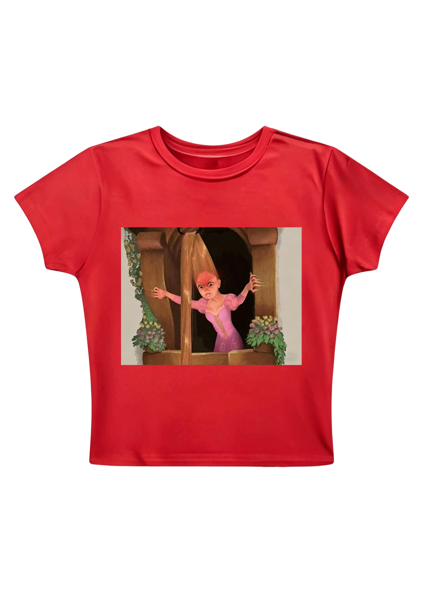 Funny Tangled Rapunzel Hair Tug Face Meme Y2K Baby Tee