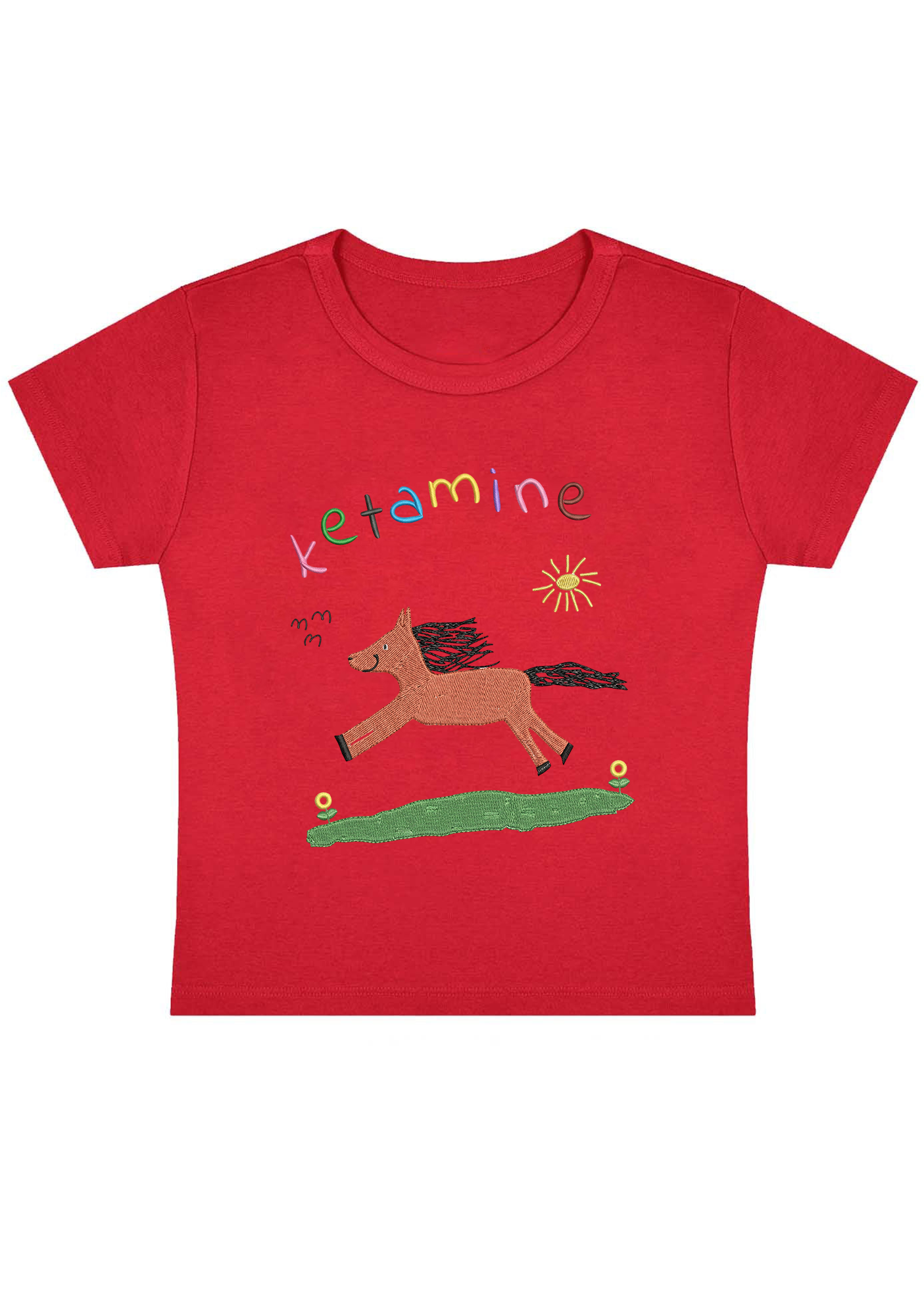 Orange Pony Y2K Baby Tee