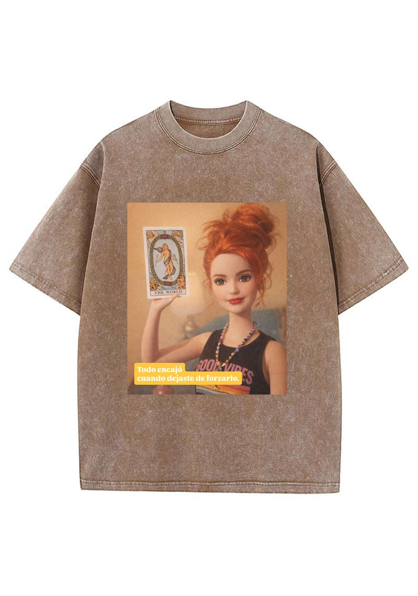 Tarot The World Barbie Y2K Washed Tee