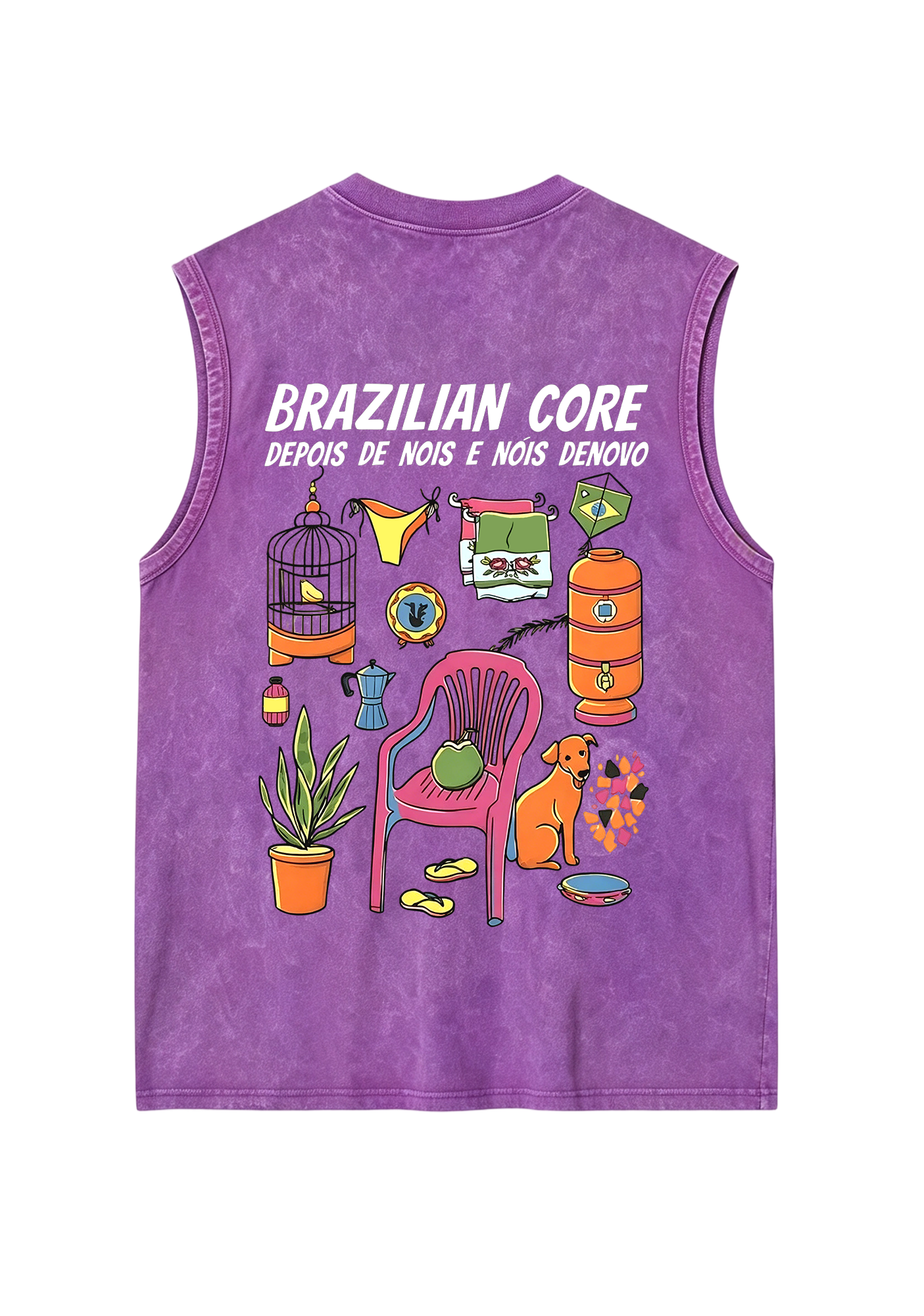 Brazilian Core Daily Life Collage Print Washed Tank