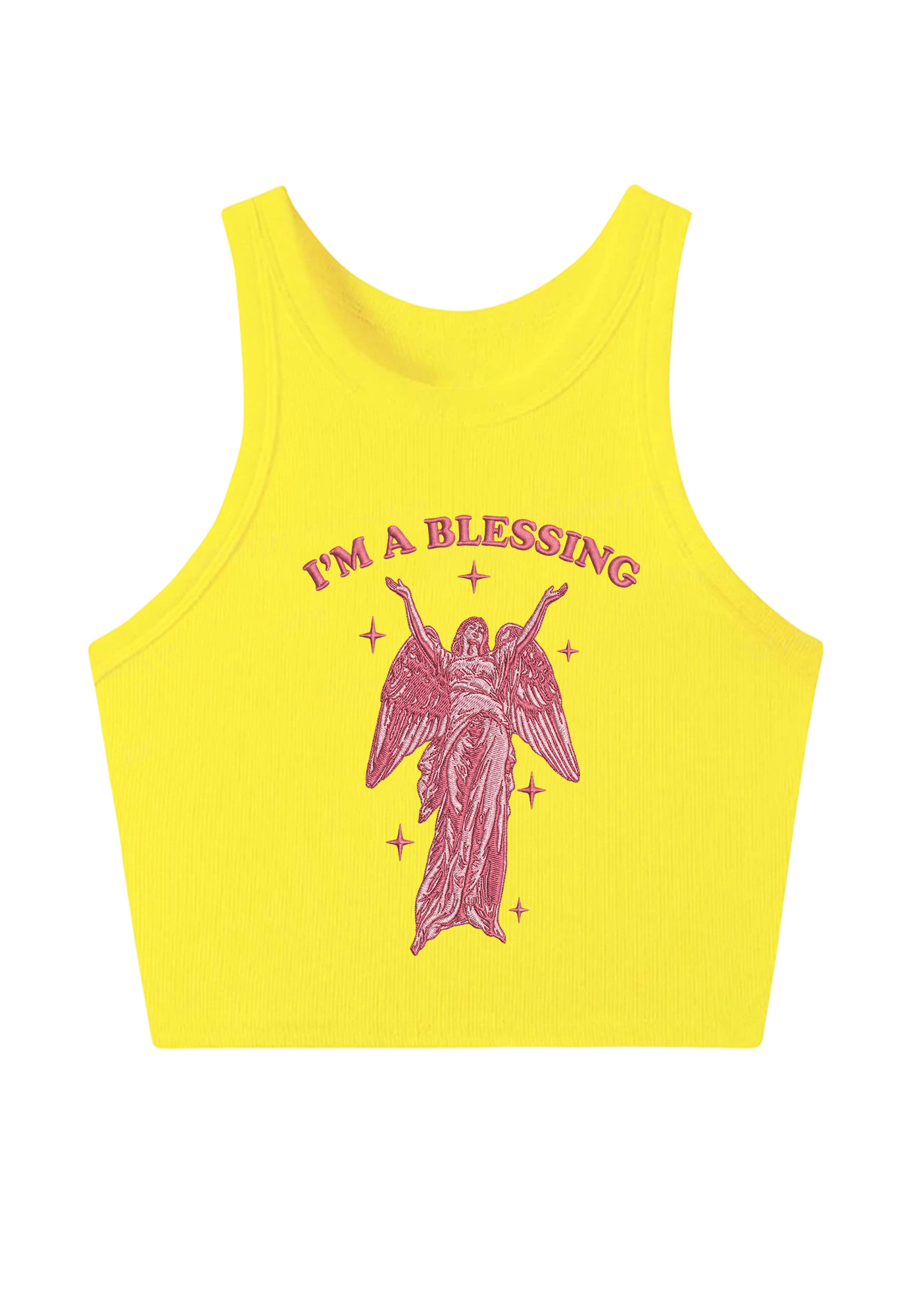 I'm A Blessing Embroidery Y2K Crop Tank Top