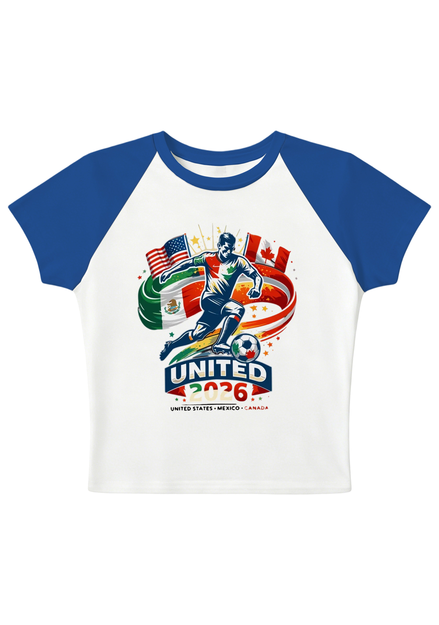 2026 USA Mexico Canada Soccer World Cup Splicing Y2K Baby Tee