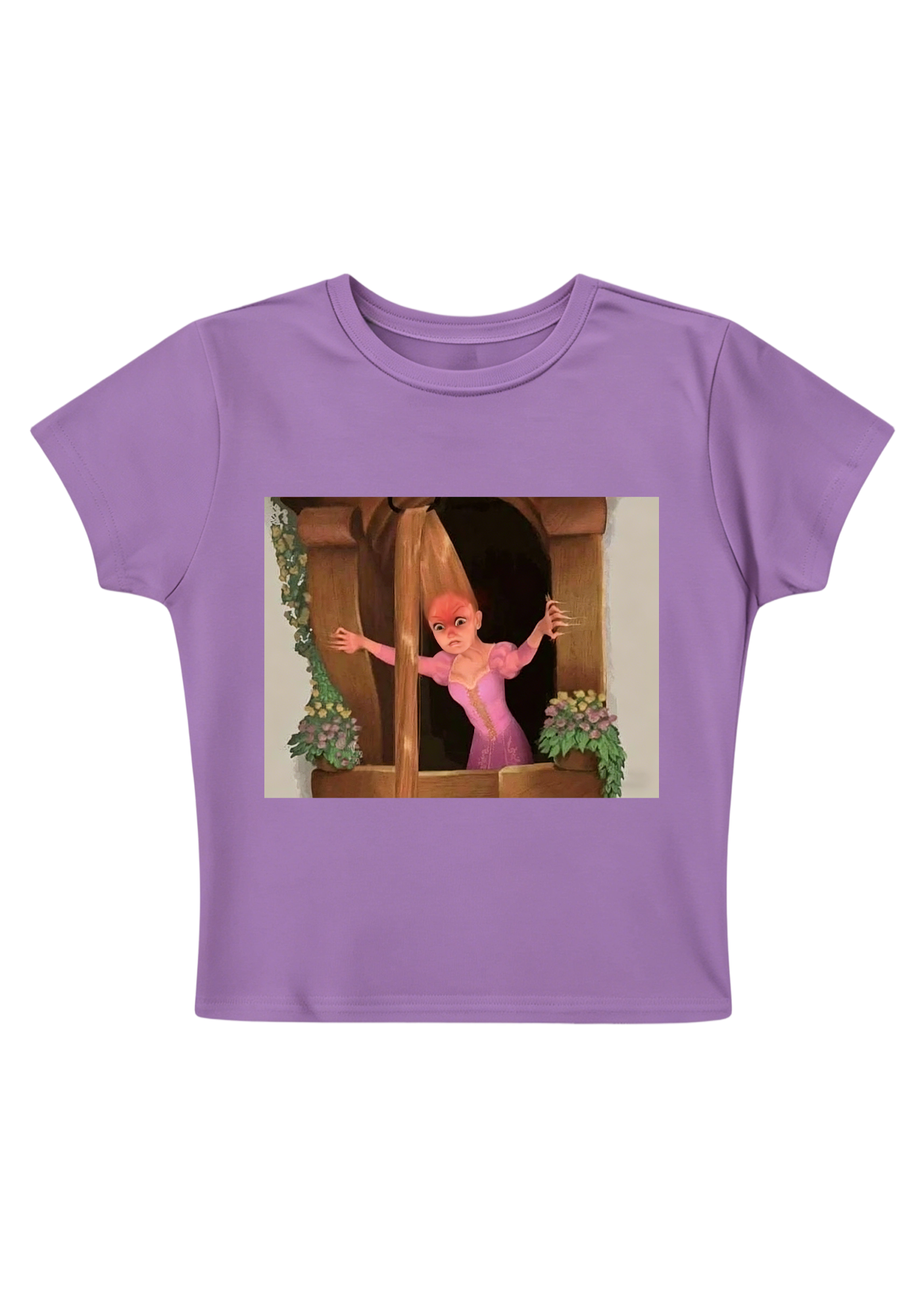 Funny Tangled Rapunzel Hair Tug Face Meme Y2K Baby Tee