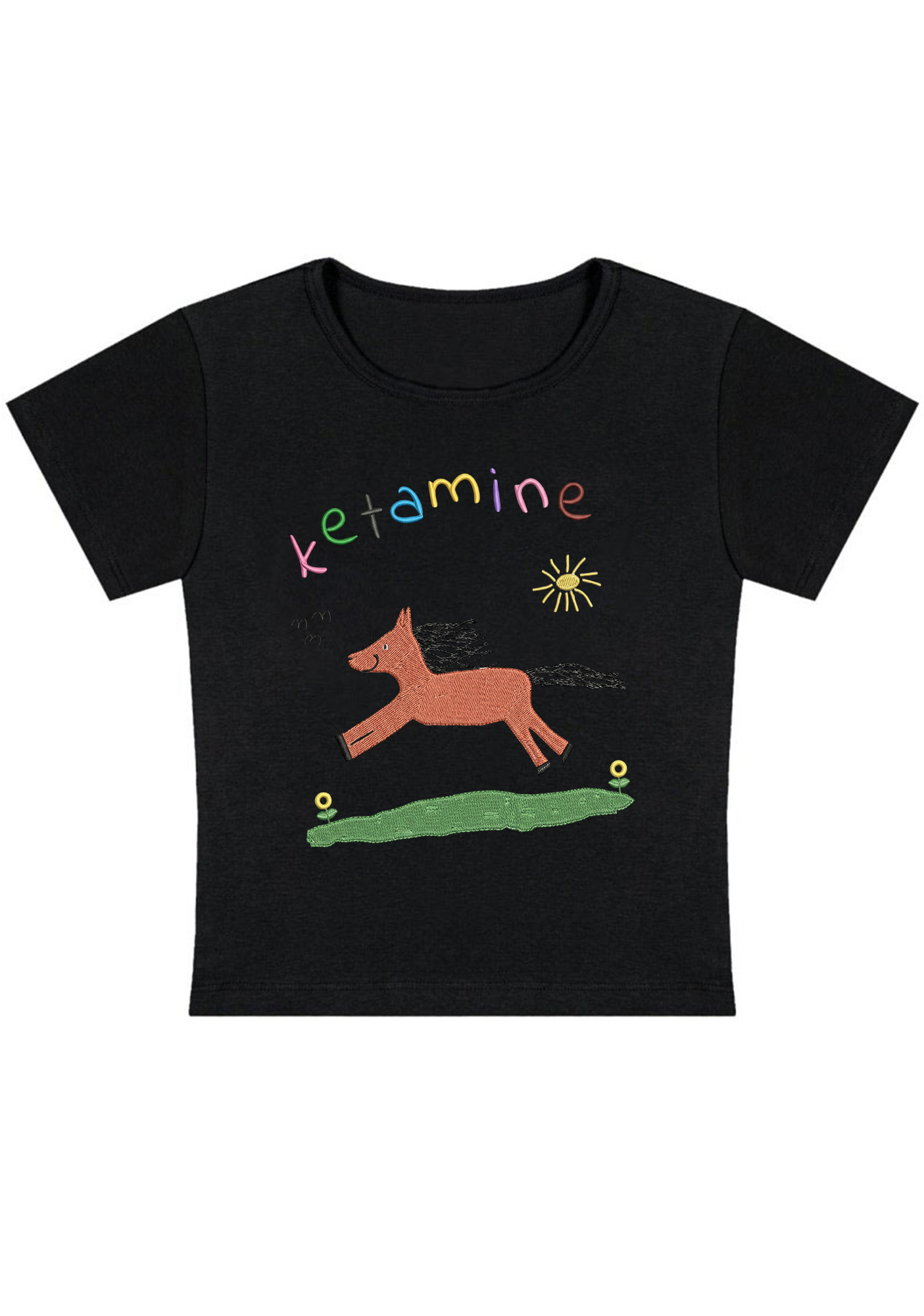 Orange Pony Y2K Baby Tee