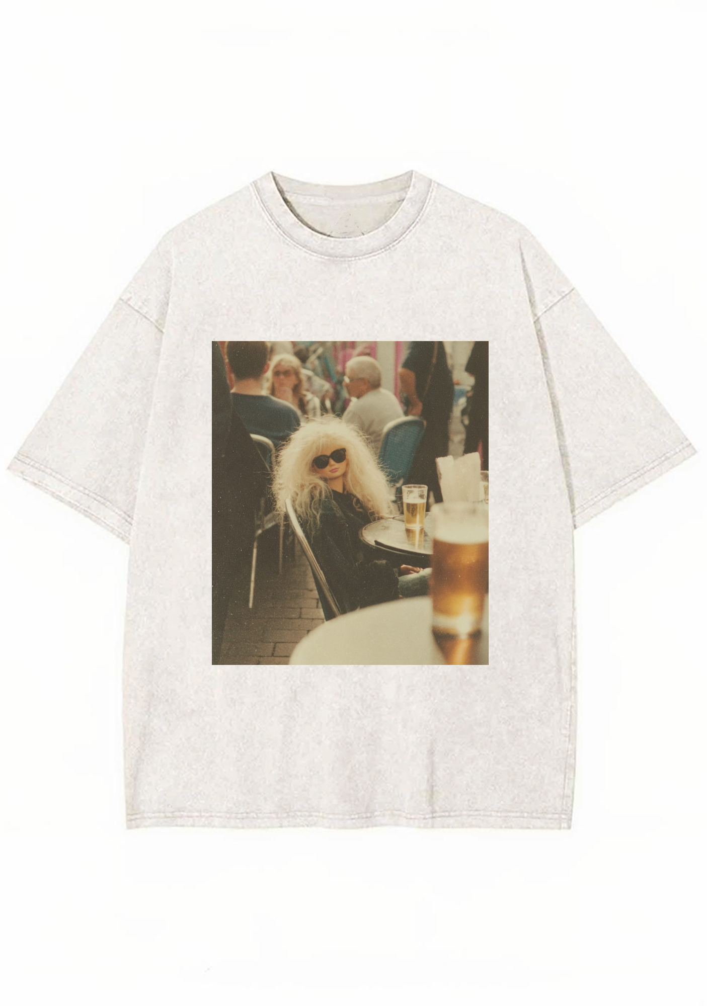 Vintage Cafe Beer Barbie Grunge Y2K Washed Tee