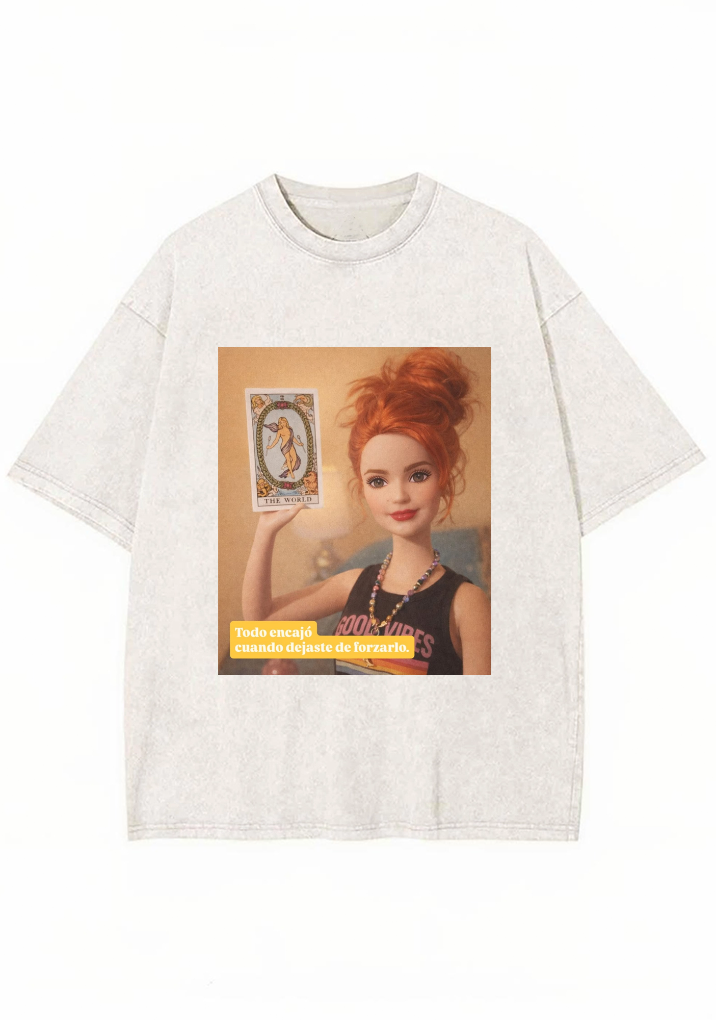 Tarot The World Barbie Y2K Washed Tee