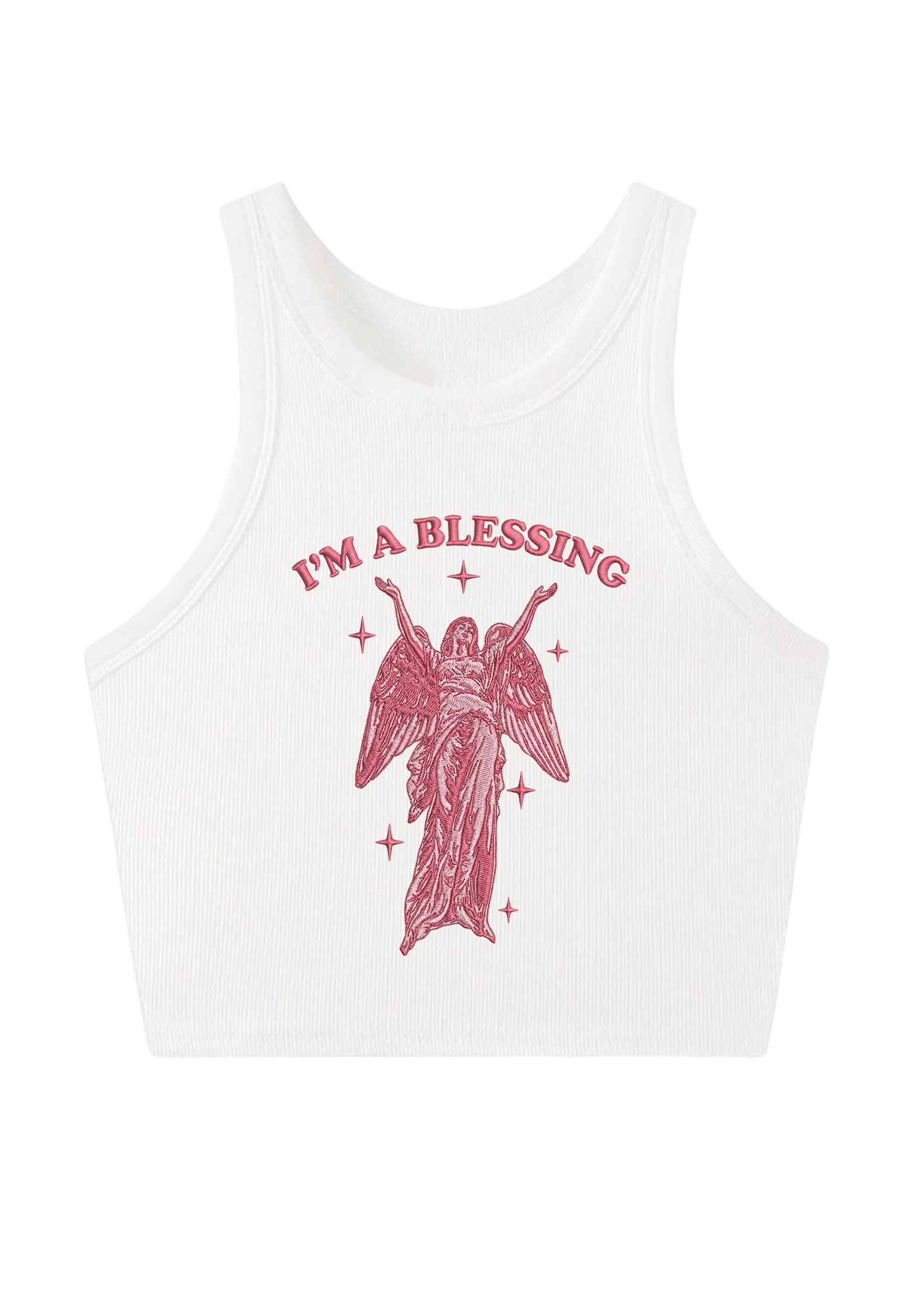 I'm A Blessing Embroidery Y2K Crop Tank Top