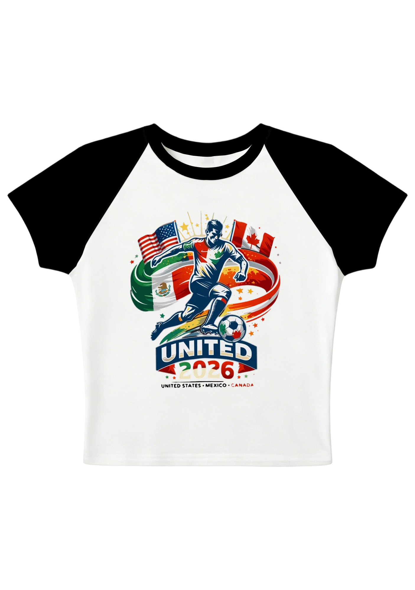2026 USA Mexico Canada Soccer World Cup Splicing Y2K Baby Tee