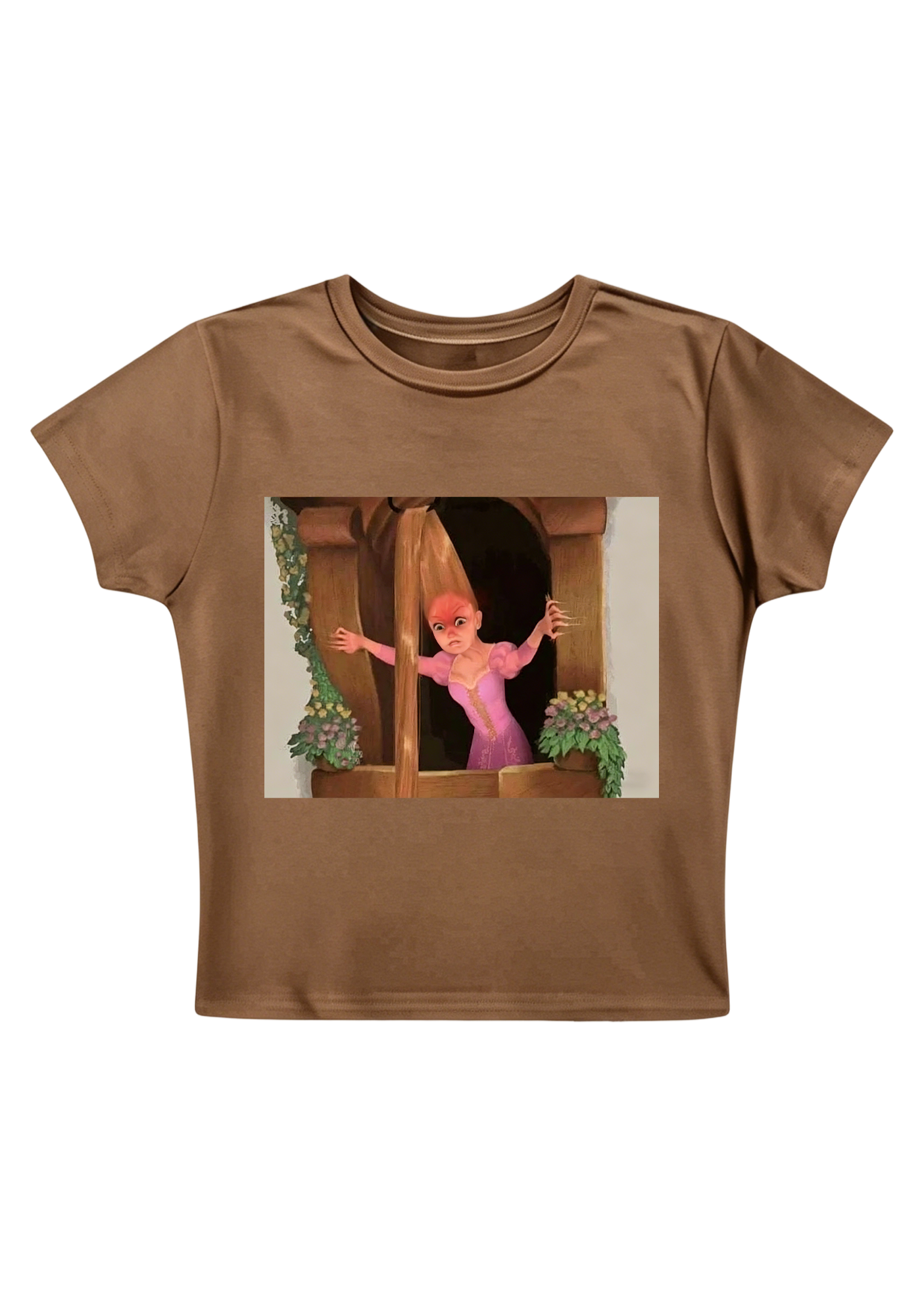 Funny Tangled Rapunzel Hair Tug Face Meme Y2K Baby Tee