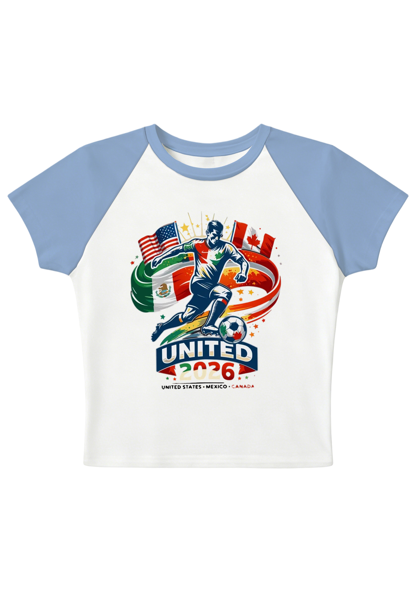 2026 USA Mexico Canada Soccer World Cup Splicing Y2K Baby Tee