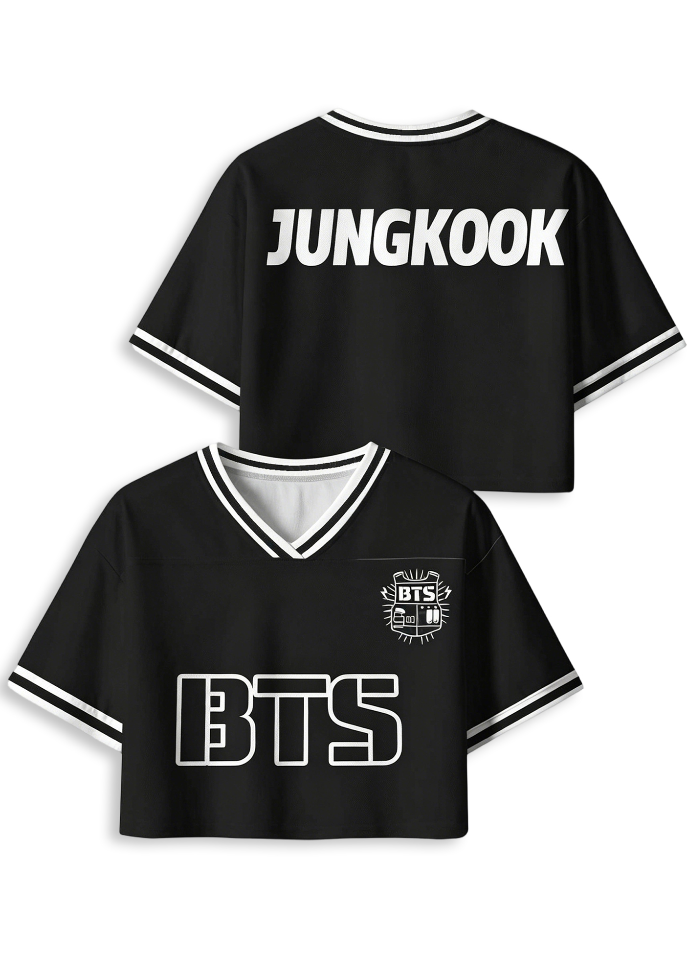 Y2K BTS Black Cropped Mesh Jersey Shirt