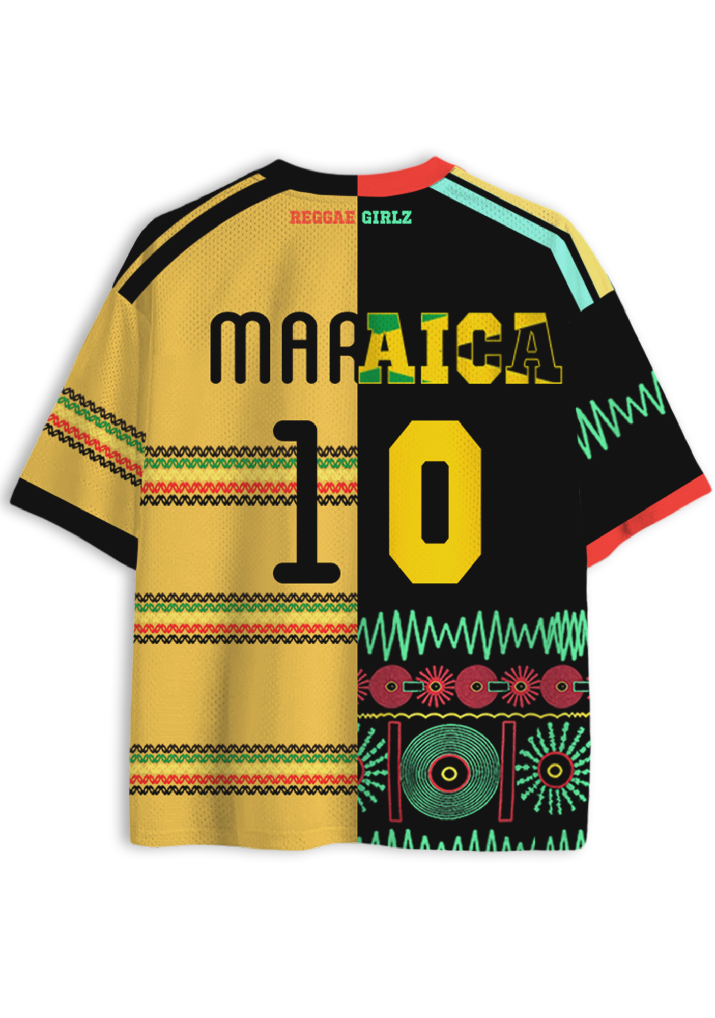 Split Black & Yellow Jamaica Tribal Streetwear Jersey Shirt