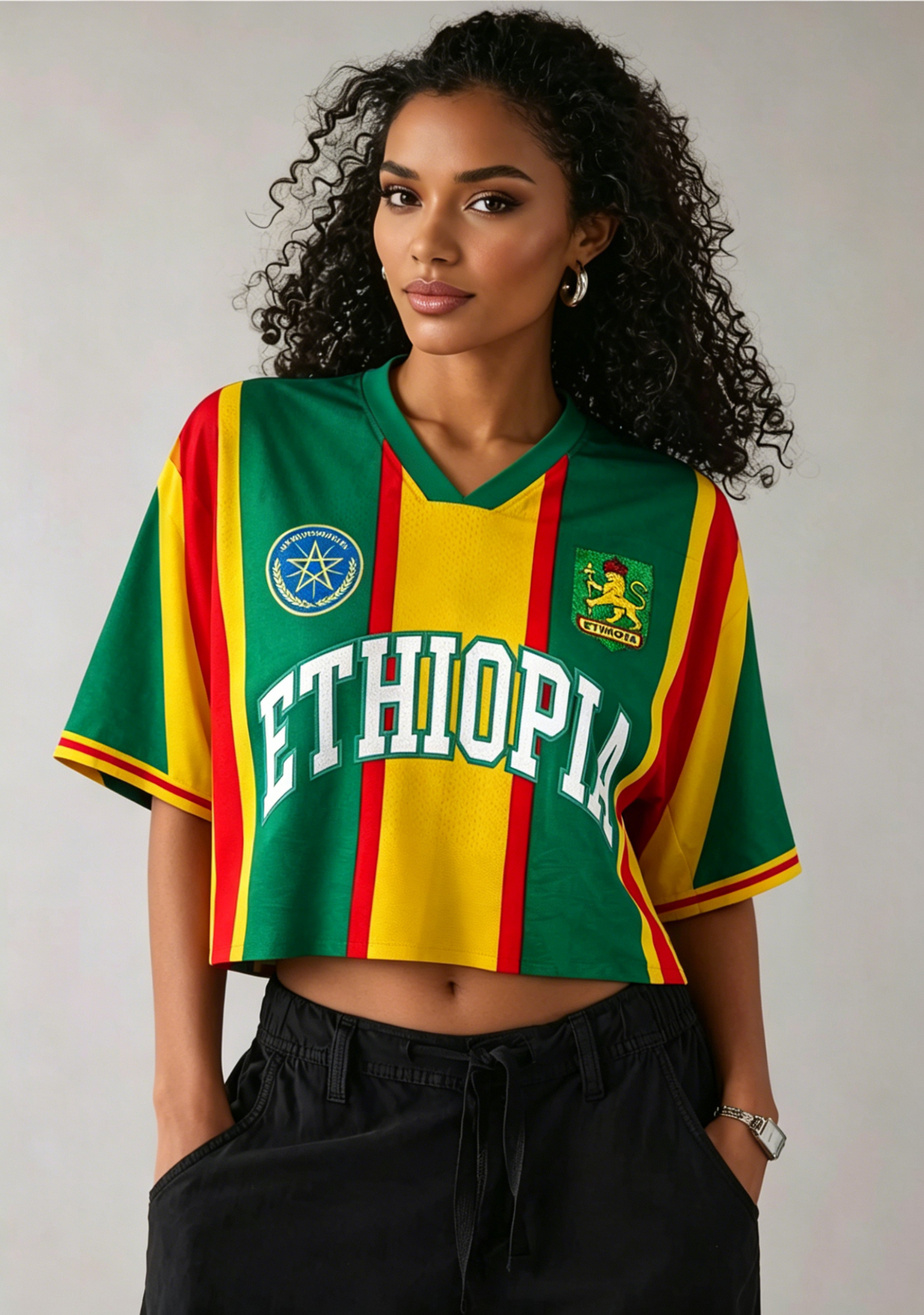  Ethiopian National Team Throwback Cropped Mesh Jersey Shirt