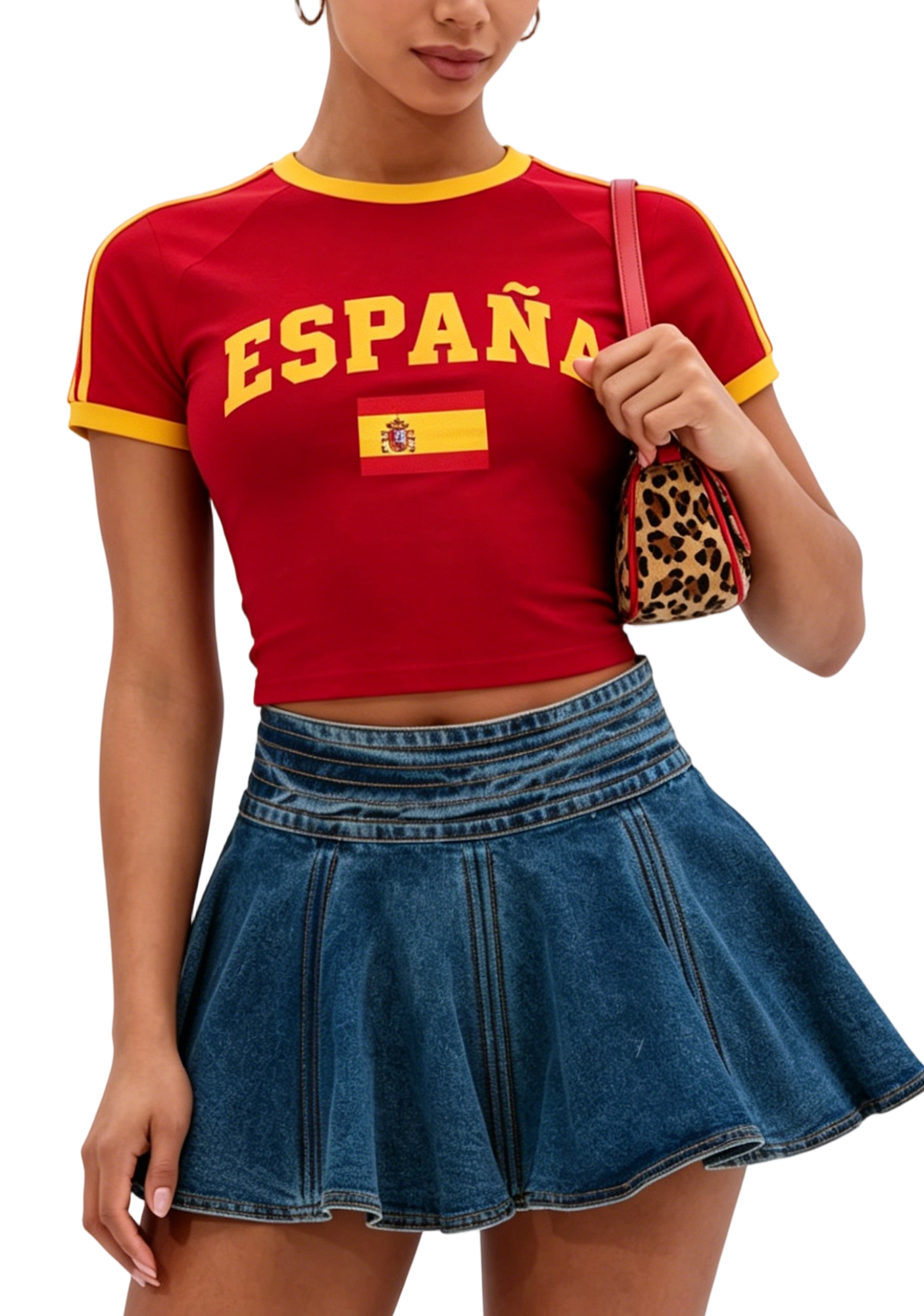 Spanish Flag College Y2K Baby Tee