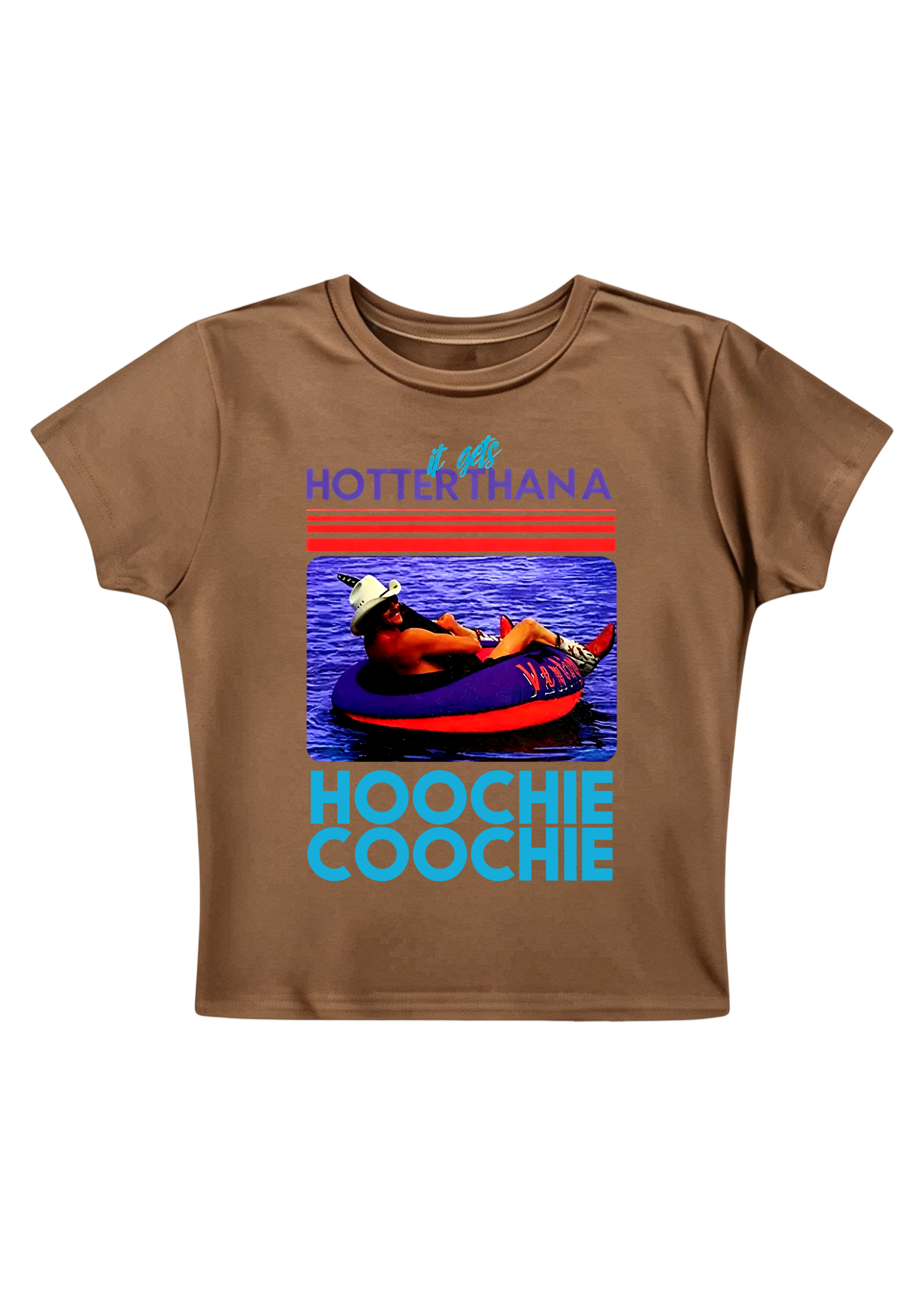 It Gets Hotter Than A Hoochie Coochie Y2K Baby Tee