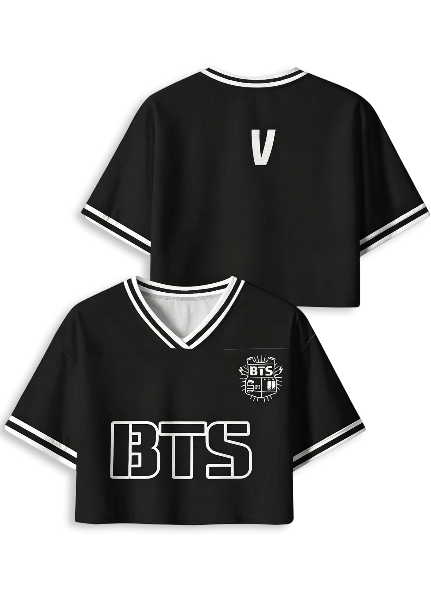 Y2K BTS Black Cropped Mesh Jersey Shirt