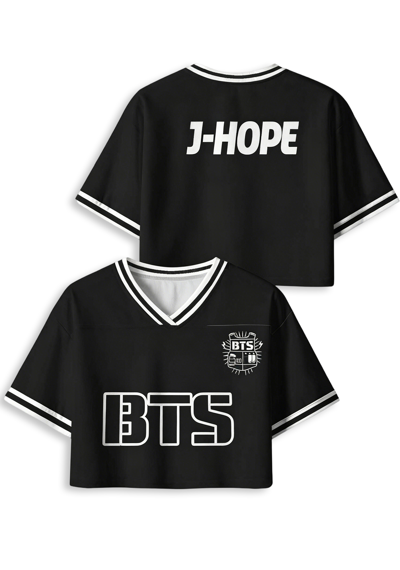 Y2K BTS Black Cropped Mesh Jersey Shirt
