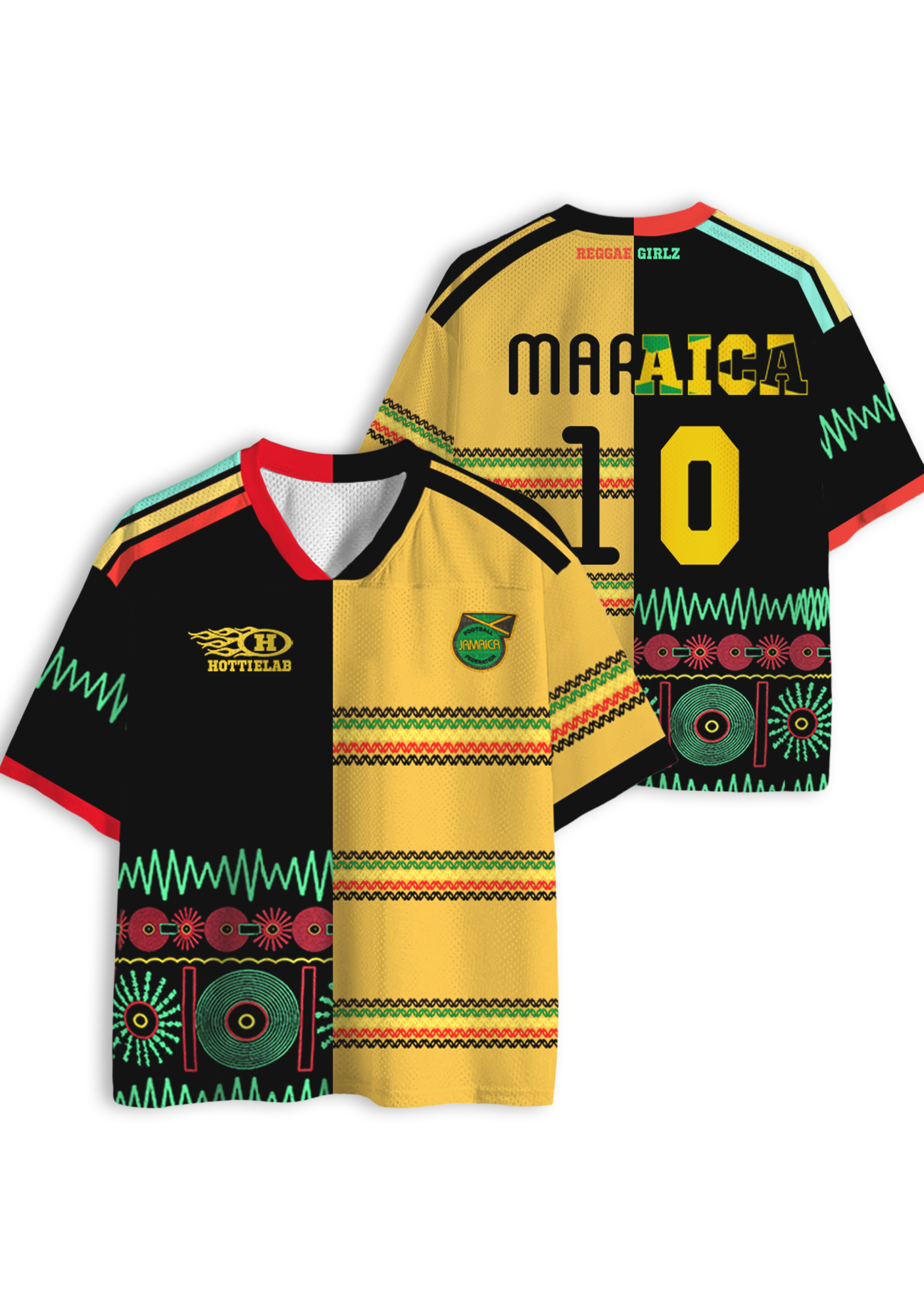 Split Black & Yellow Jamaica Tribal Streetwear Jersey Shirt