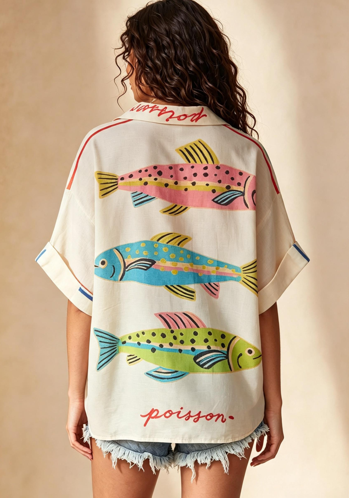 Retro Sardine Can Print Button Up Shirt
