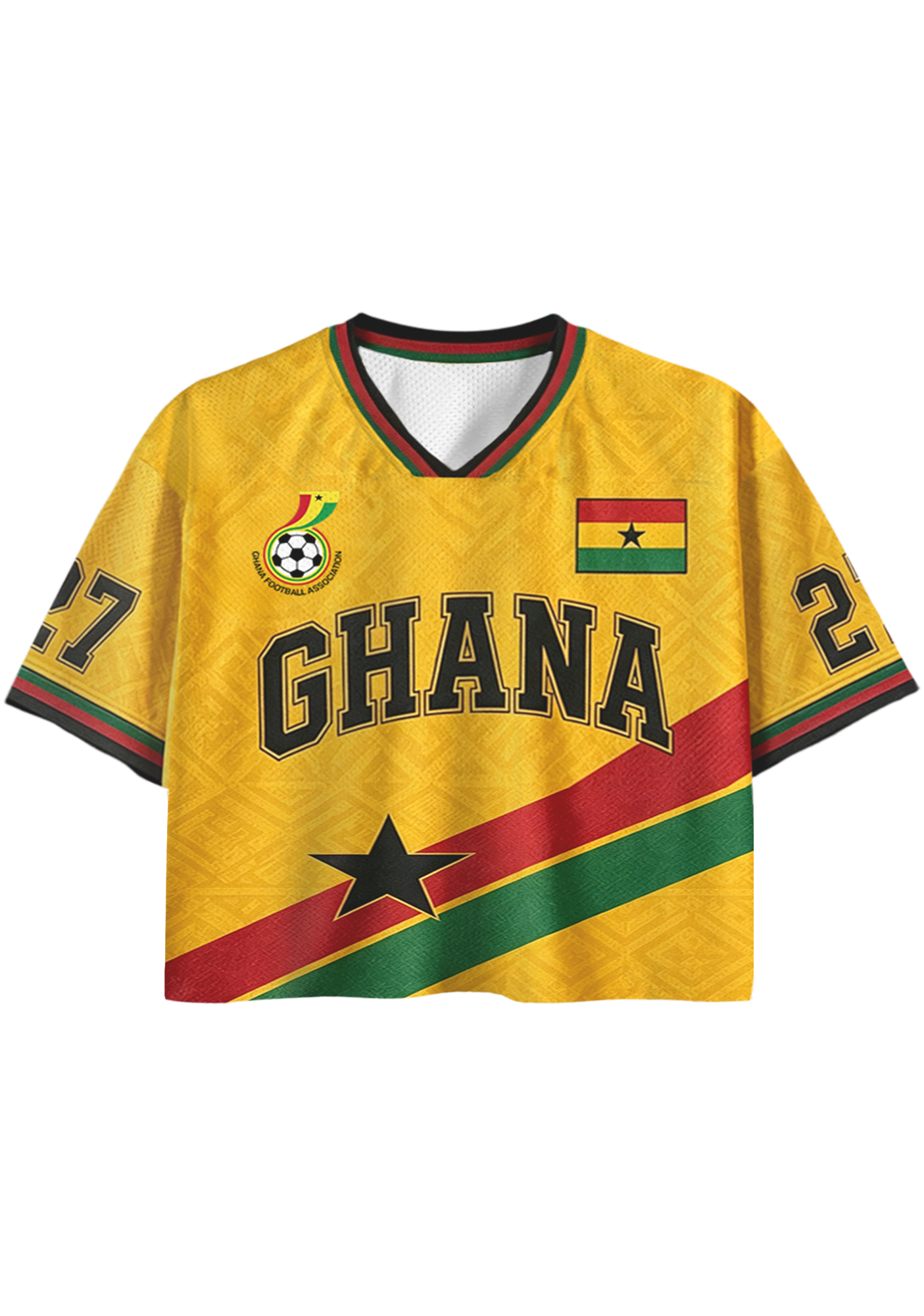 Black Stars Ghana National Team Cropped Mesh Jersey Shirt