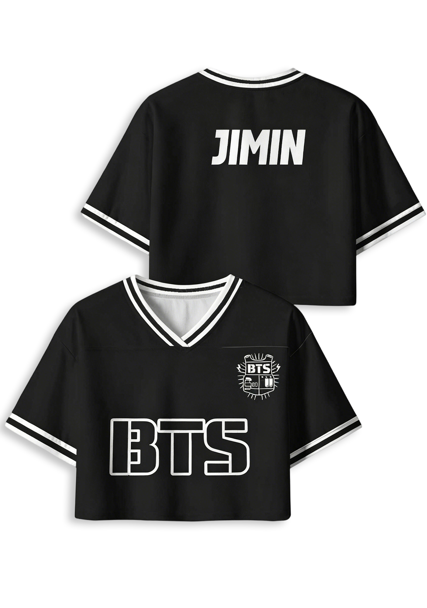 Y2K BTS Black Cropped Mesh Jersey Shirt