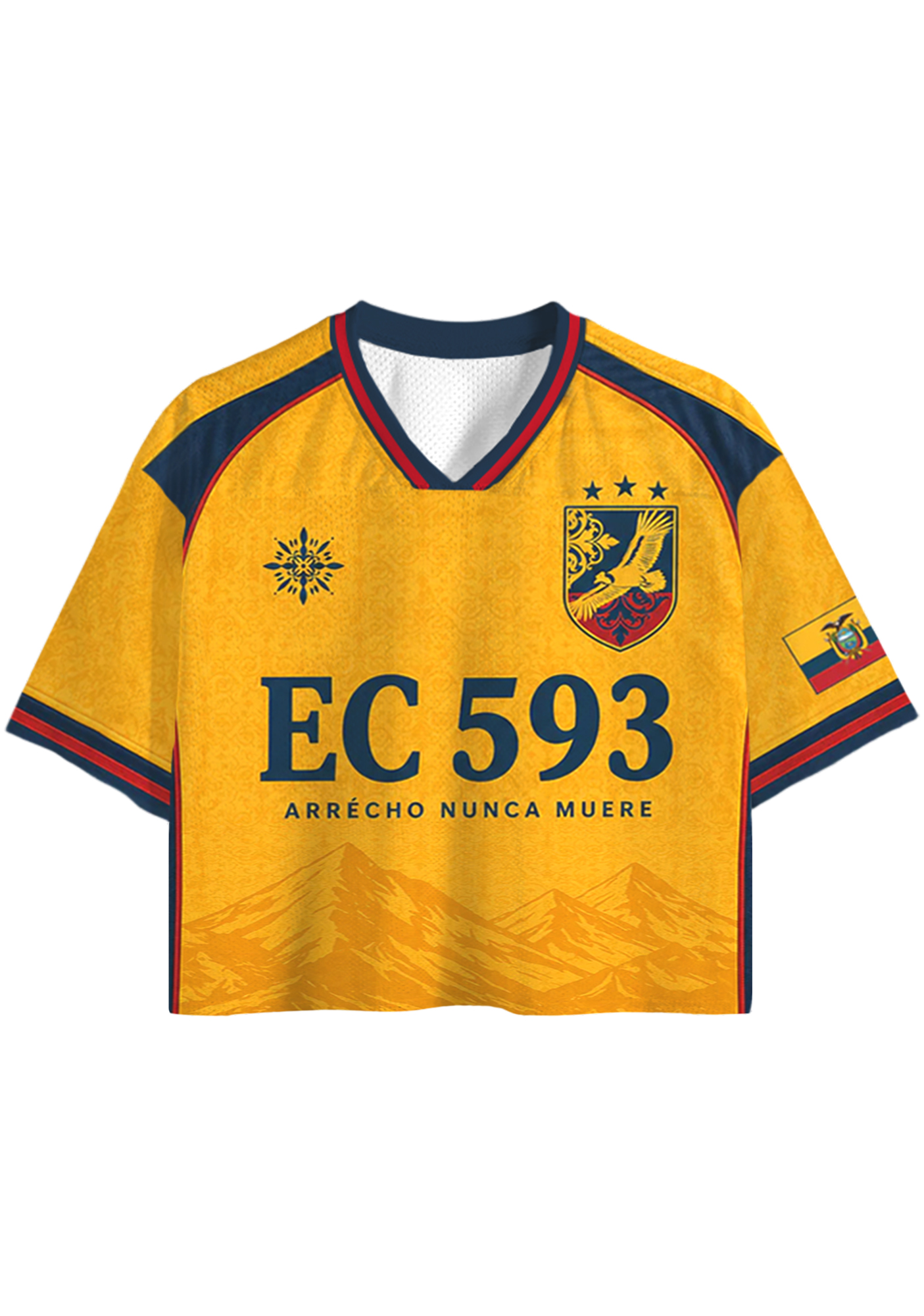 Ecuador EC593 Mountain Print Cropped Mesh Jersey Shirt