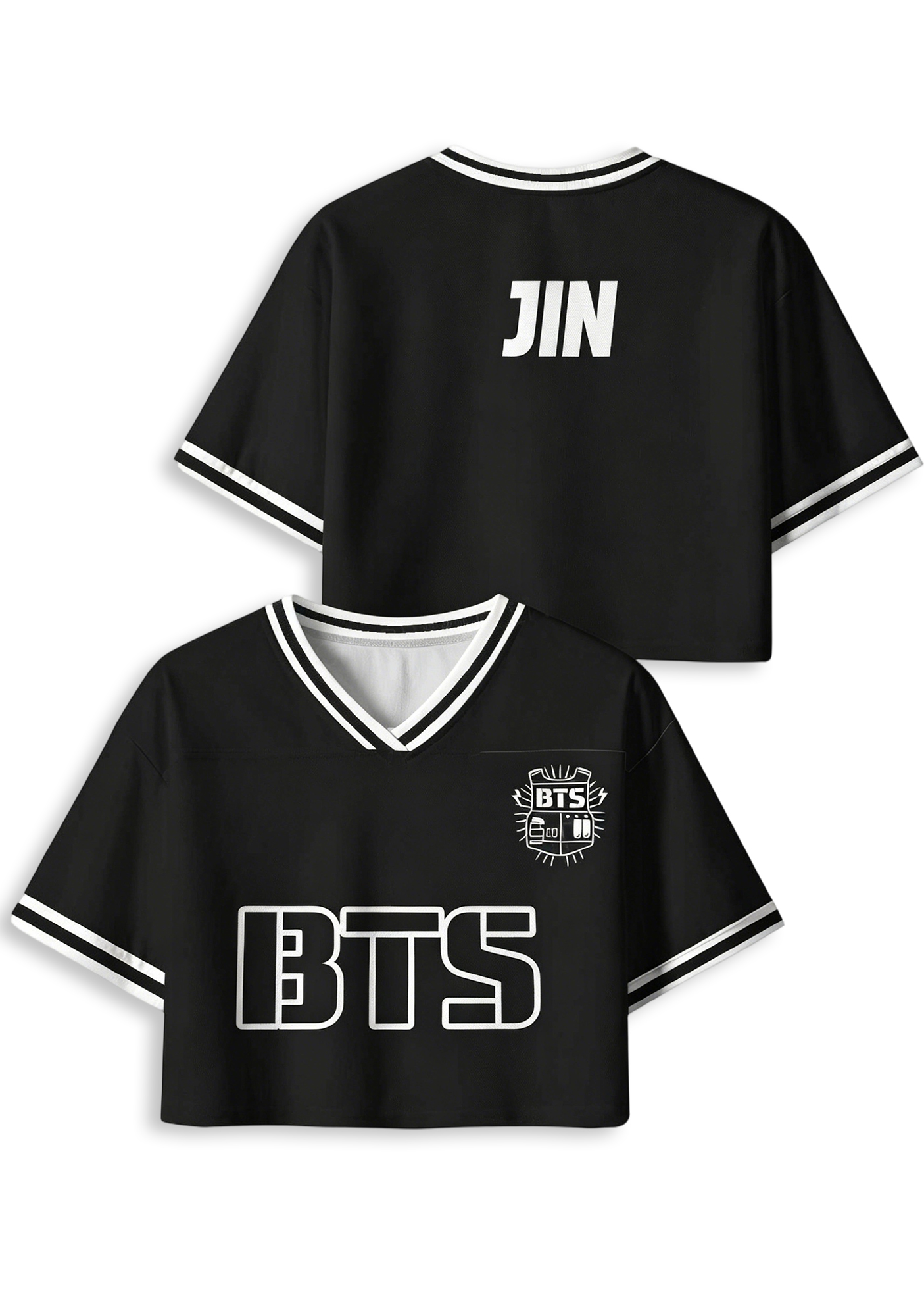 Y2K BTS Black Cropped Mesh Jersey Shirt