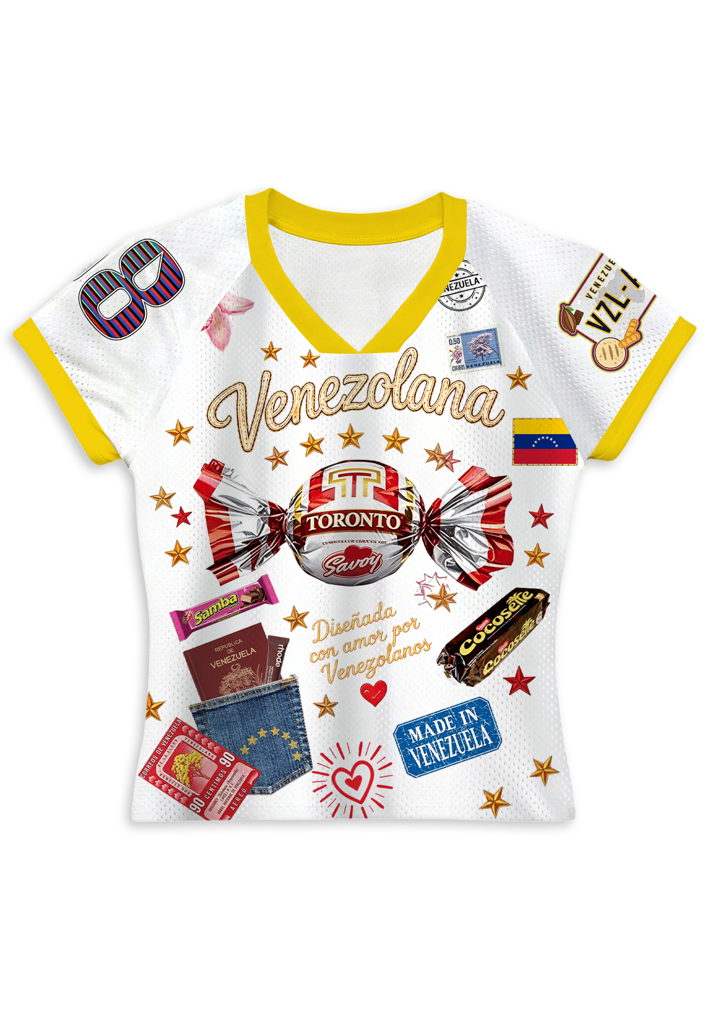 Venezolana Retro Candy Culture Print Baby Tee