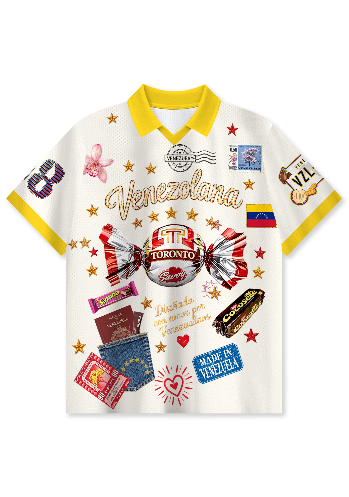 Venezolana Retro Candy Culture Collared Mesh Jersey Shirt
