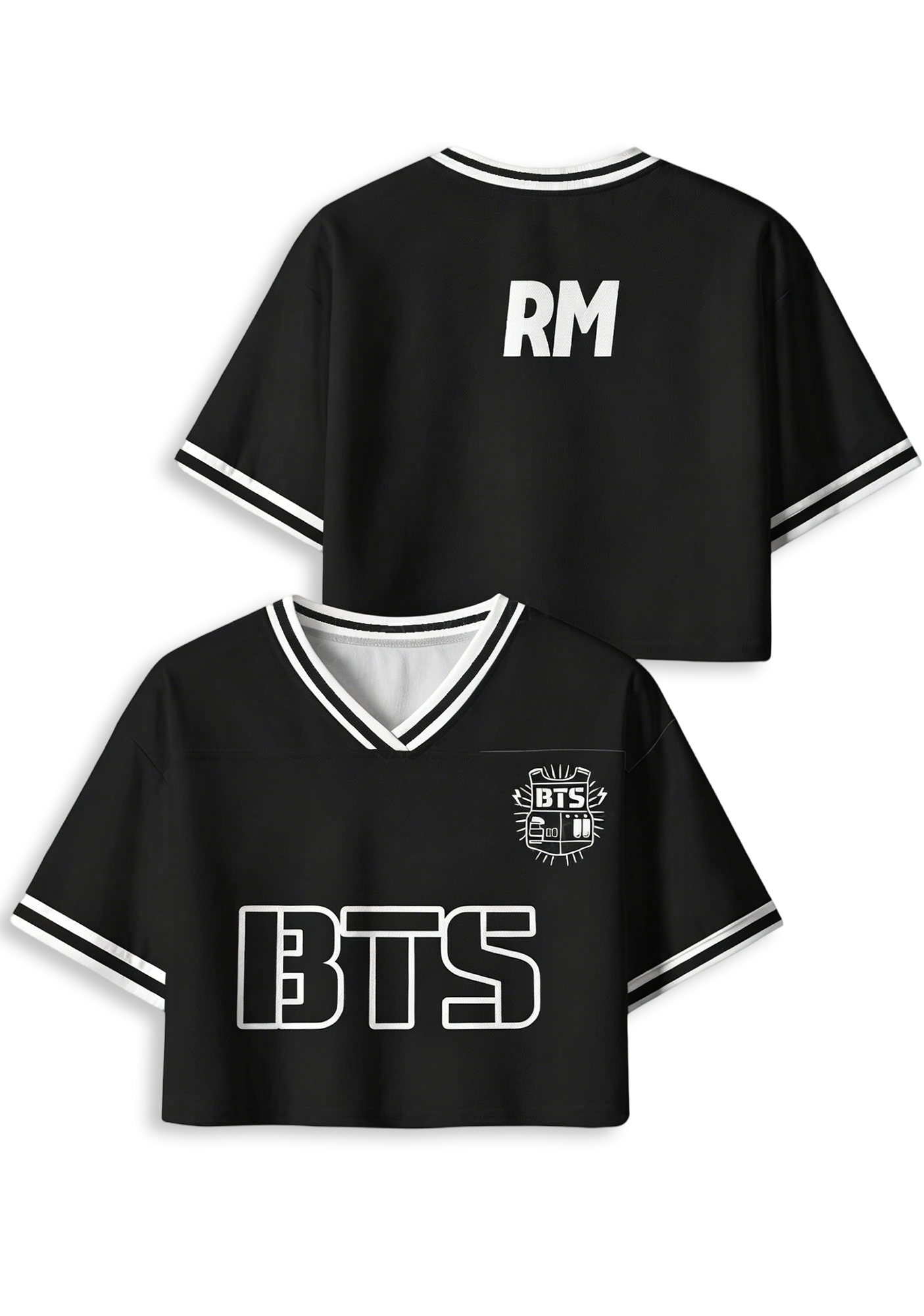 Y2K BTS Black Cropped Mesh Jersey Shirt