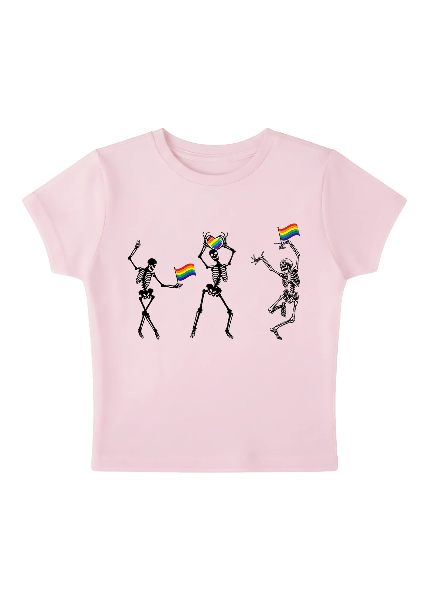 Pride Skeleton Party Y2K Baby Tee