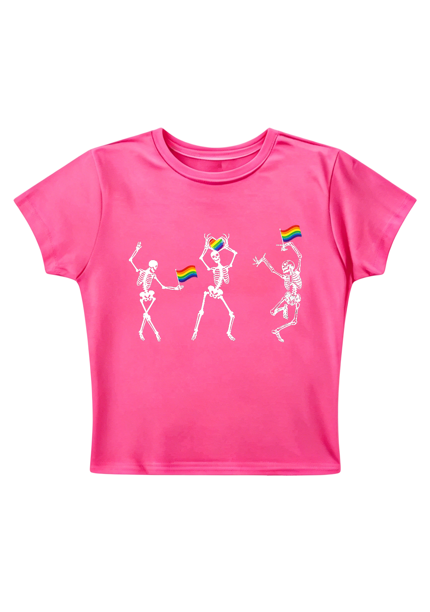 Pride Skeleton Party Y2K Baby Tee