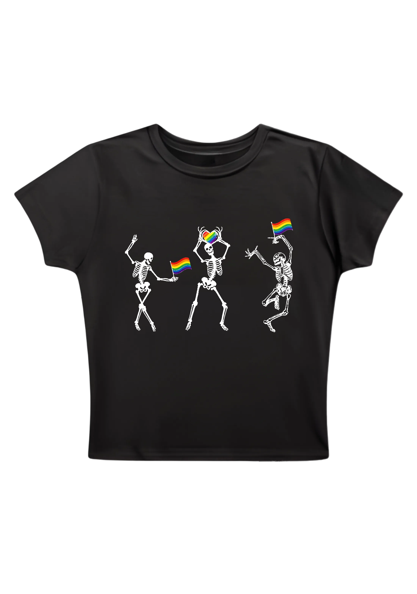 Pride Skeleton Party Y2K Baby Tee