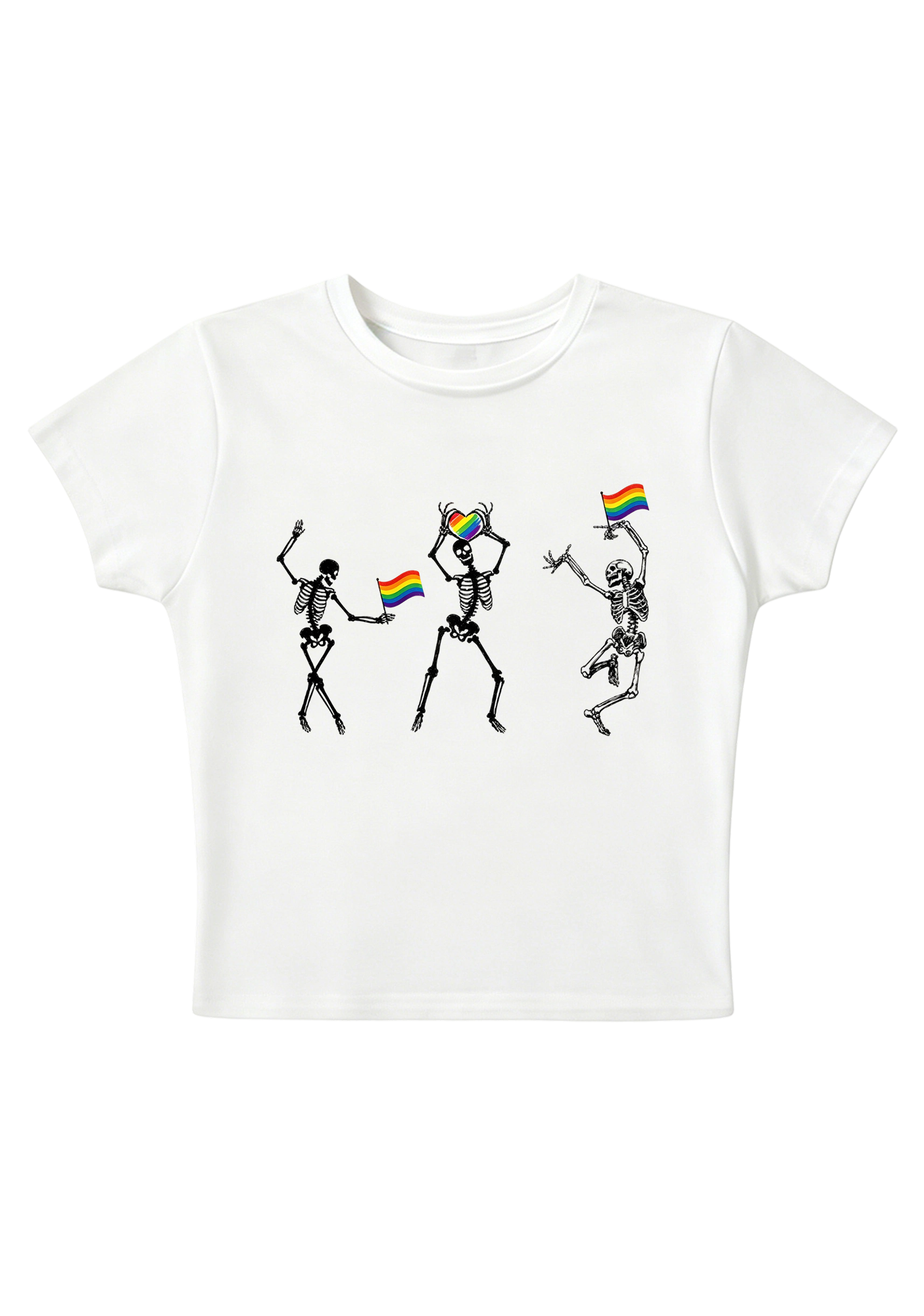 Pride Skeleton Party Y2K Baby Tee