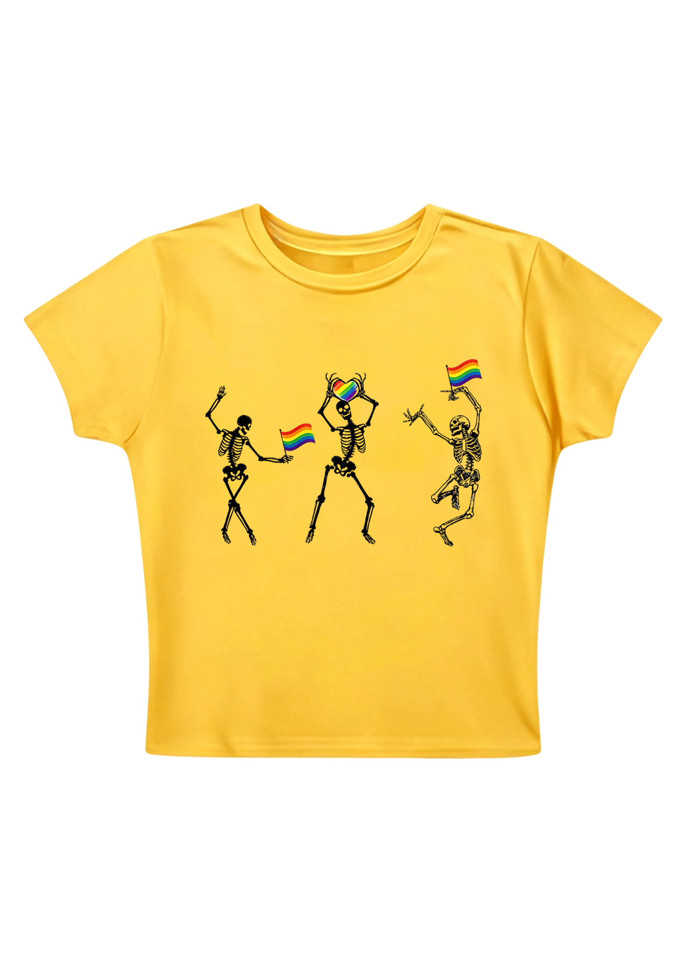 Pride Skeleton Party Y2K Baby Tee