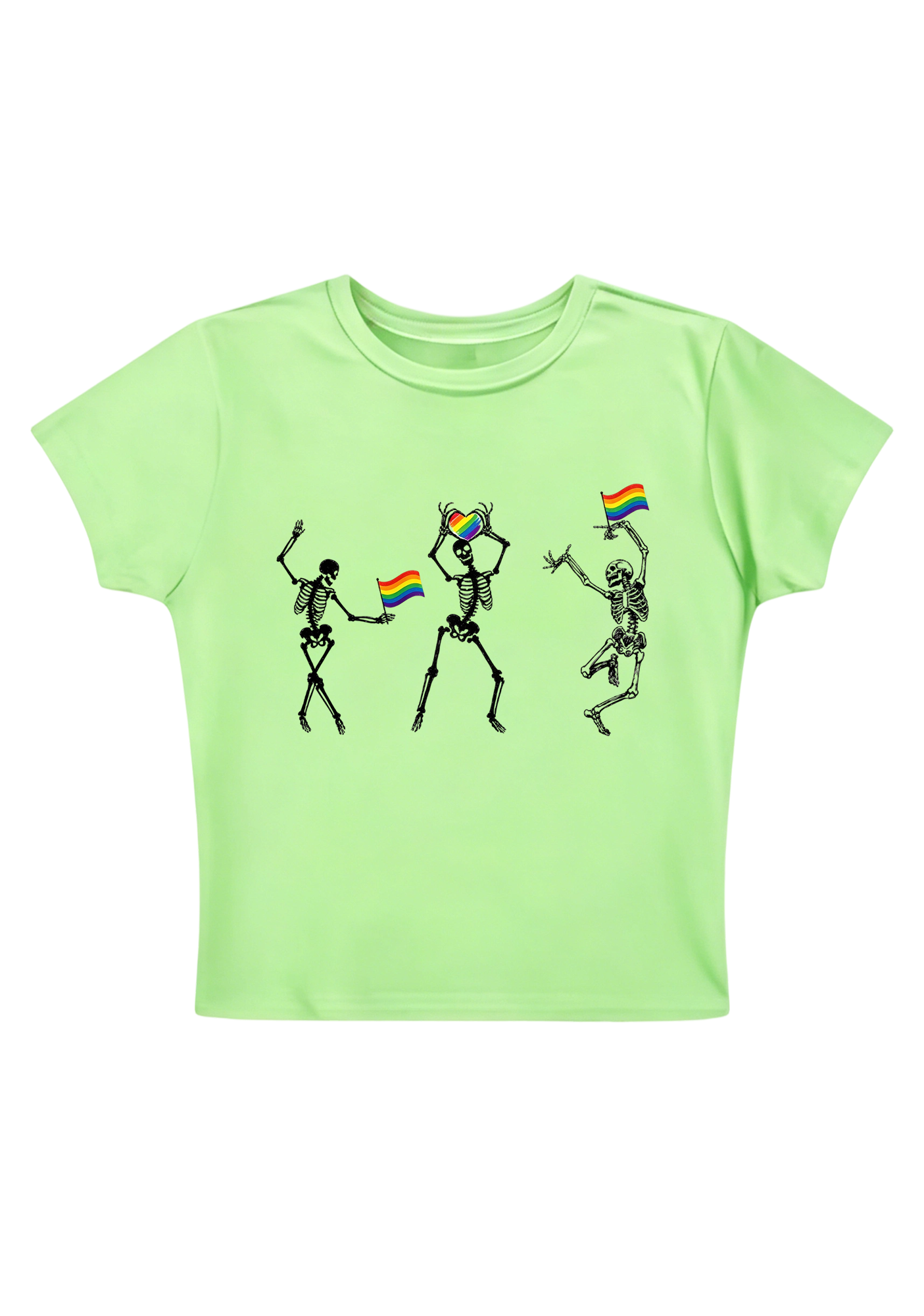 Pride Skeleton Party Y2K Baby Tee